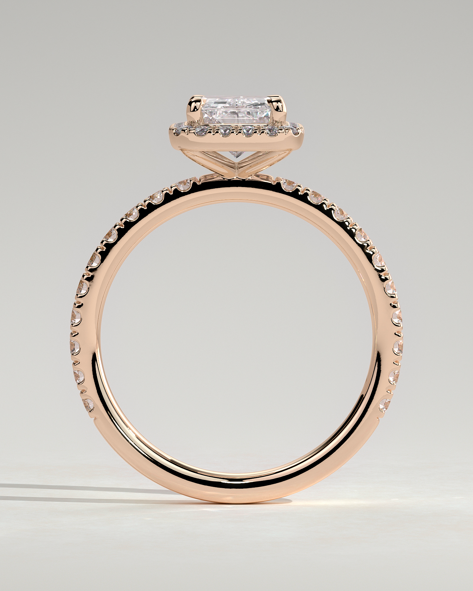 Catherine  Radiant Halo with Pave - 18k Rose Gold