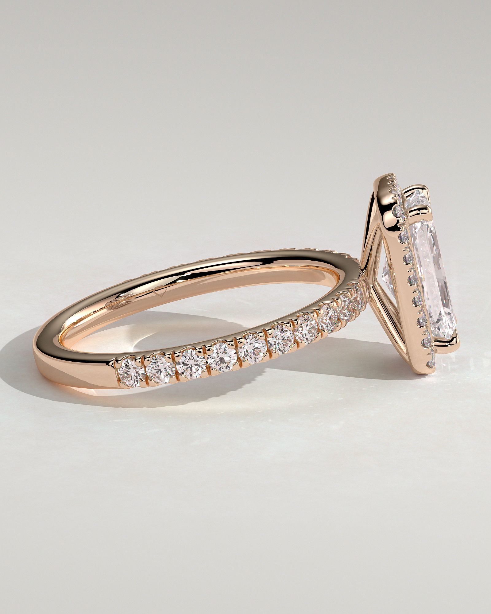 Catherine  Radiant Halo with Pave - 18k Rose Gold