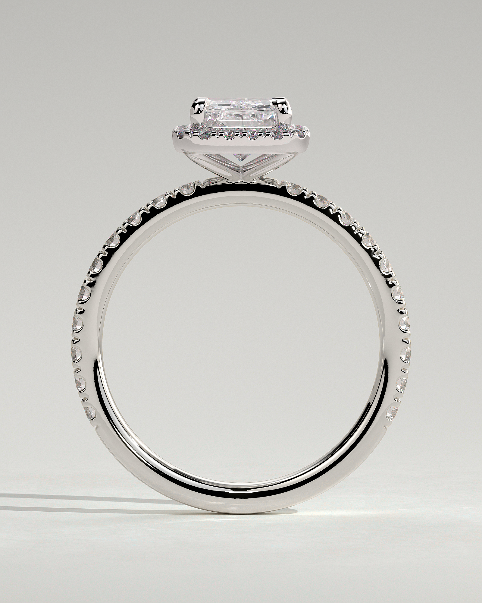 Catherine  Radiant Halo with Pave - 18k White Gold