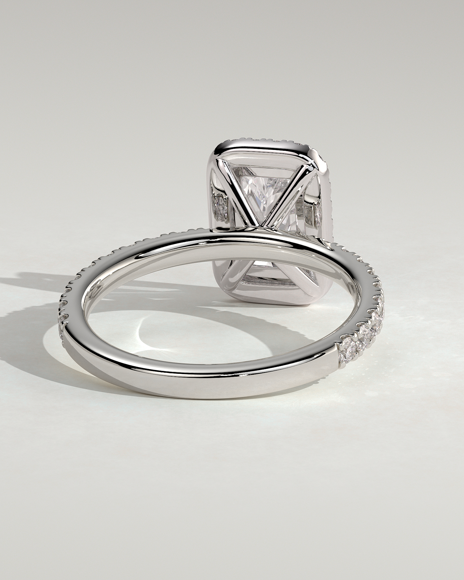 Catherine  Radiant Halo with Pave - 18k White Gold