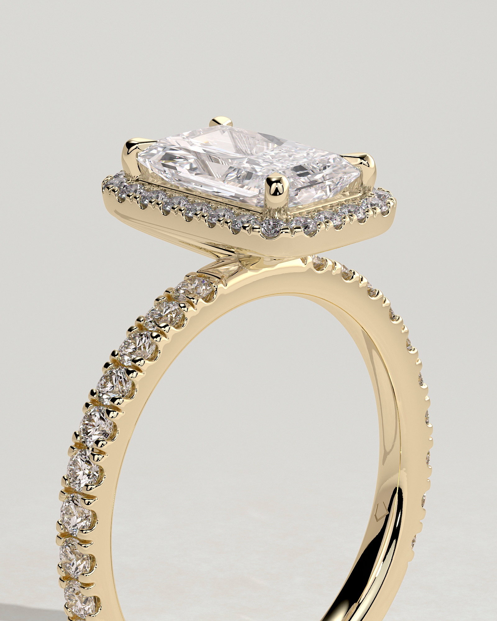 Catherine  Radiant Halo with Pave - 18k Yellow Gold