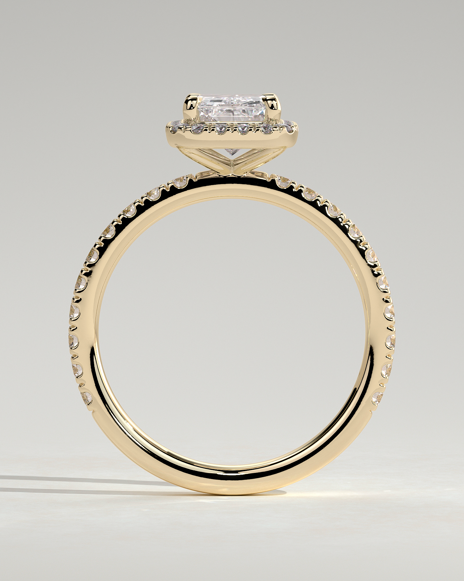 Catherine  Radiant Halo with Pave - 18k Yellow Gold