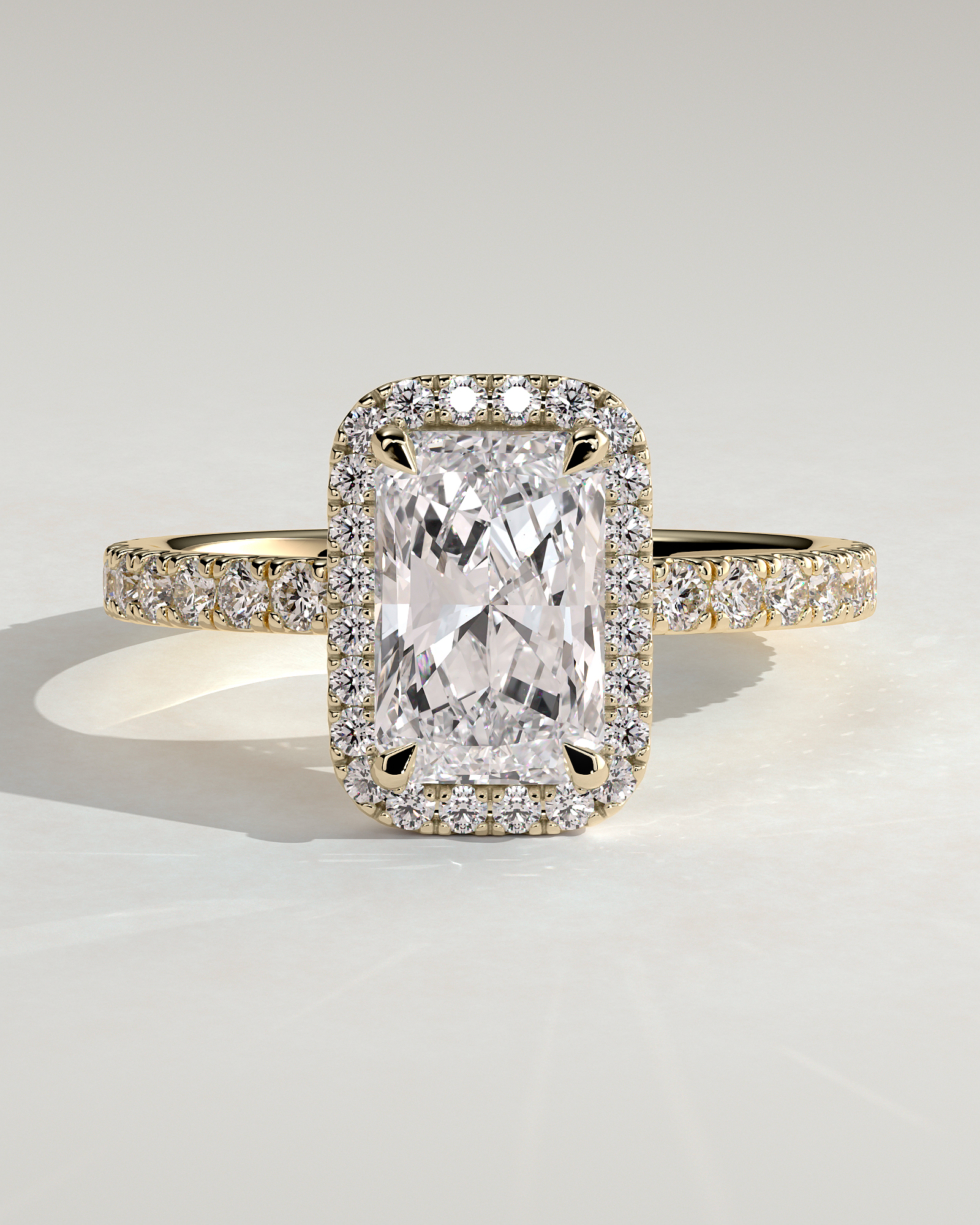 Catherine  Radiant Halo with Pave - 18k Yellow Gold