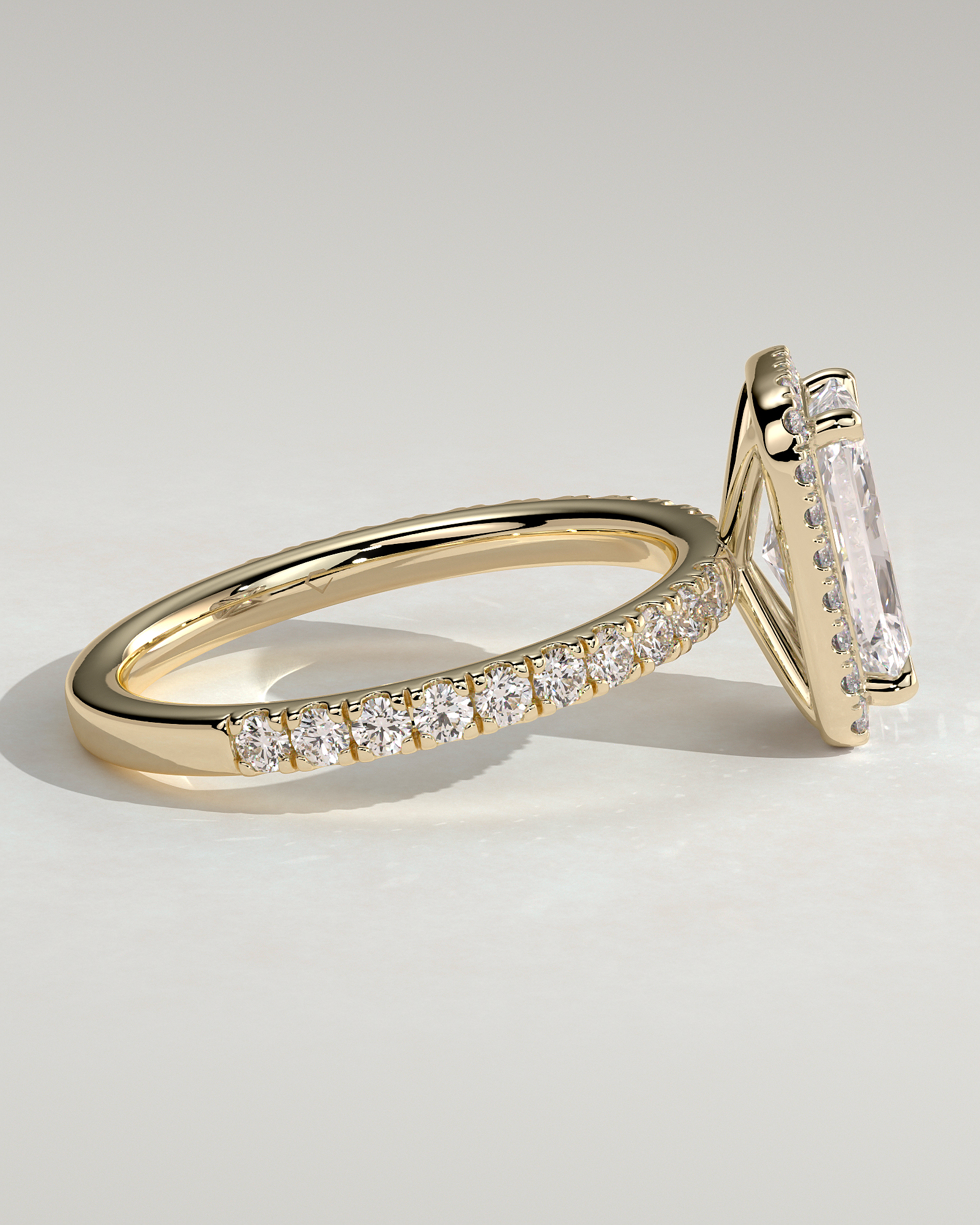 Catherine  Radiant Halo with Pave - 18k Yellow Gold
