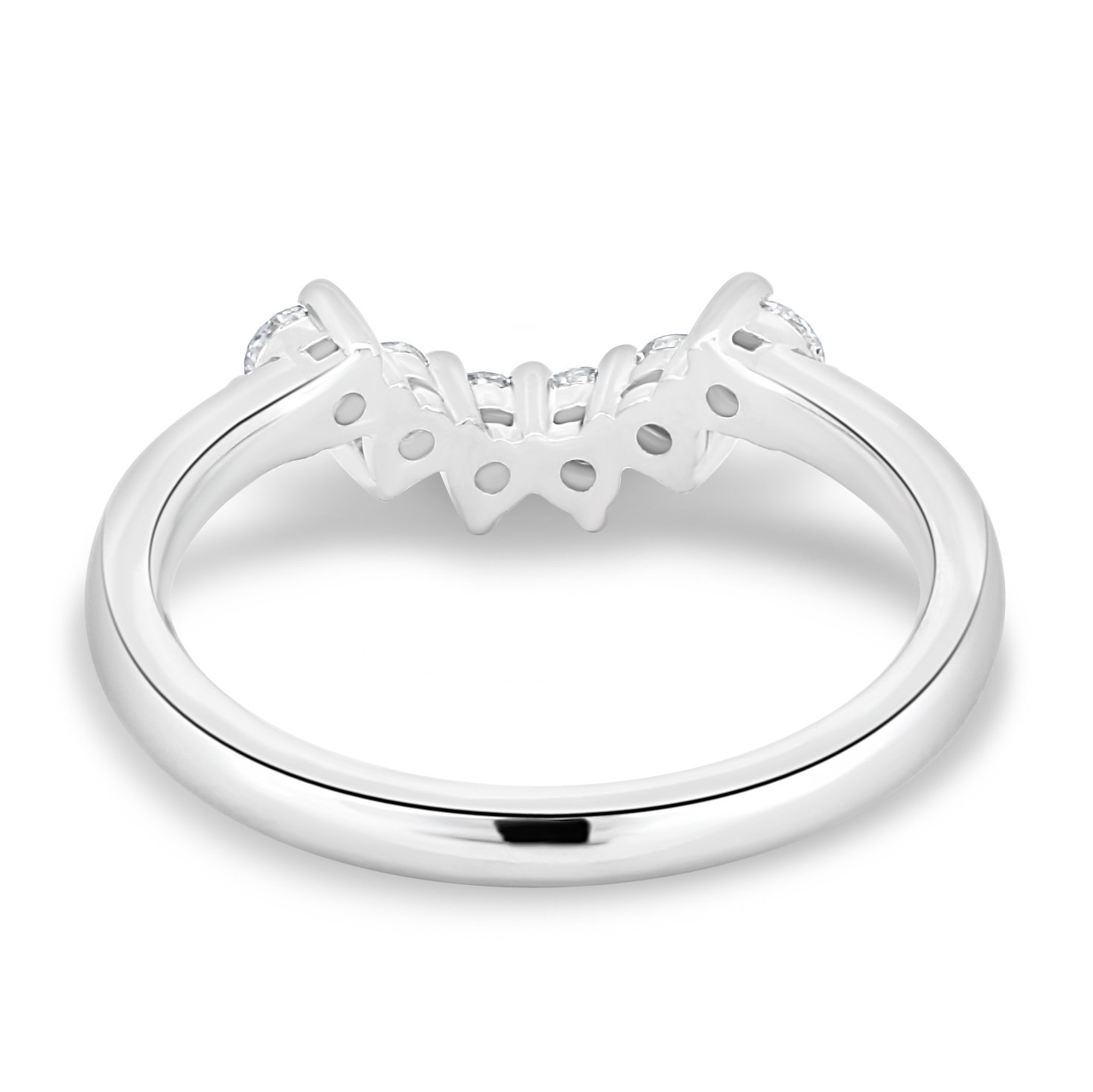 Celeste  Round Cut Curved Wedding Ring - 18k White Gold