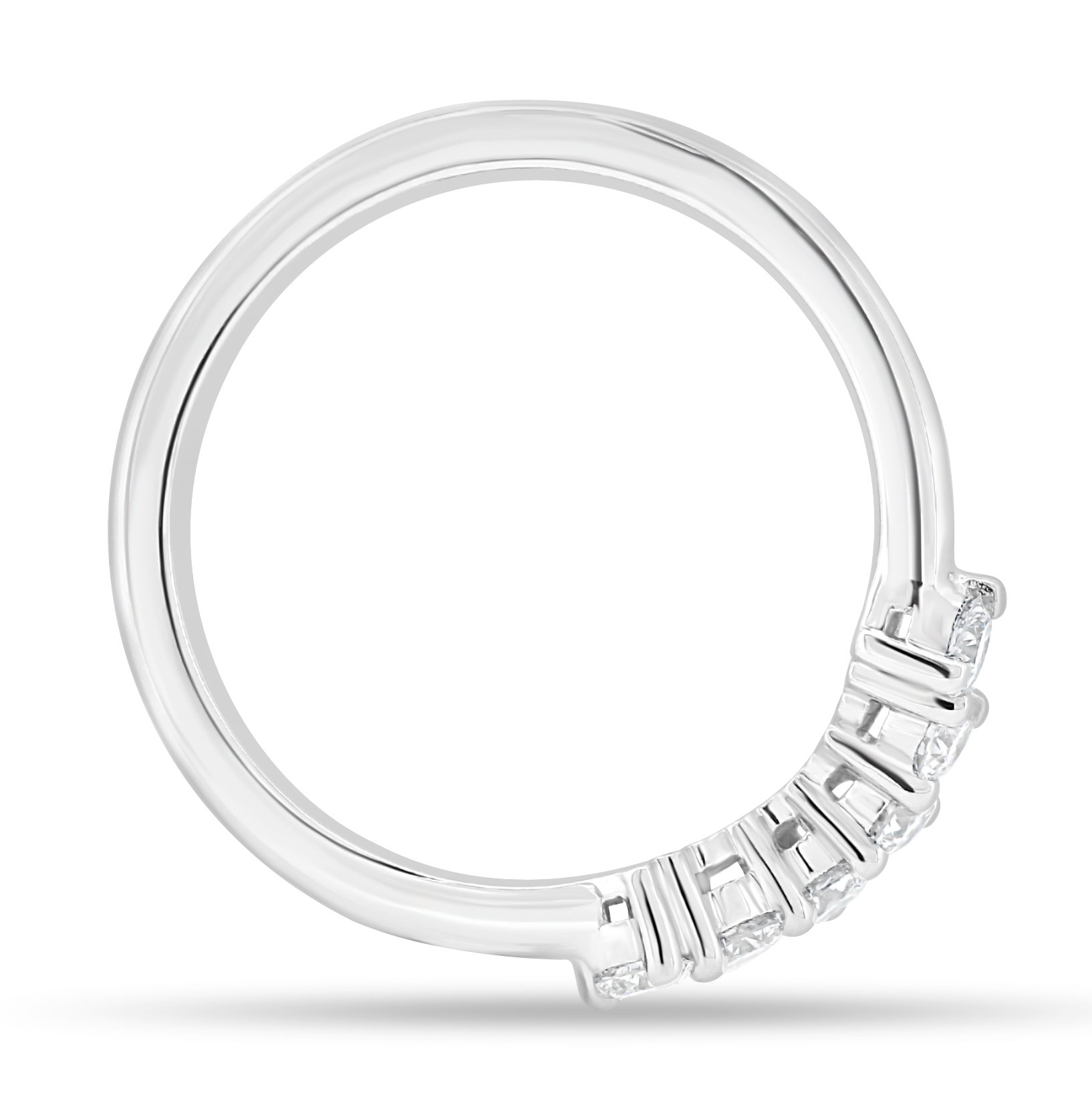 Celeste  Round Cut Curved Wedding Ring - 18k White Gold