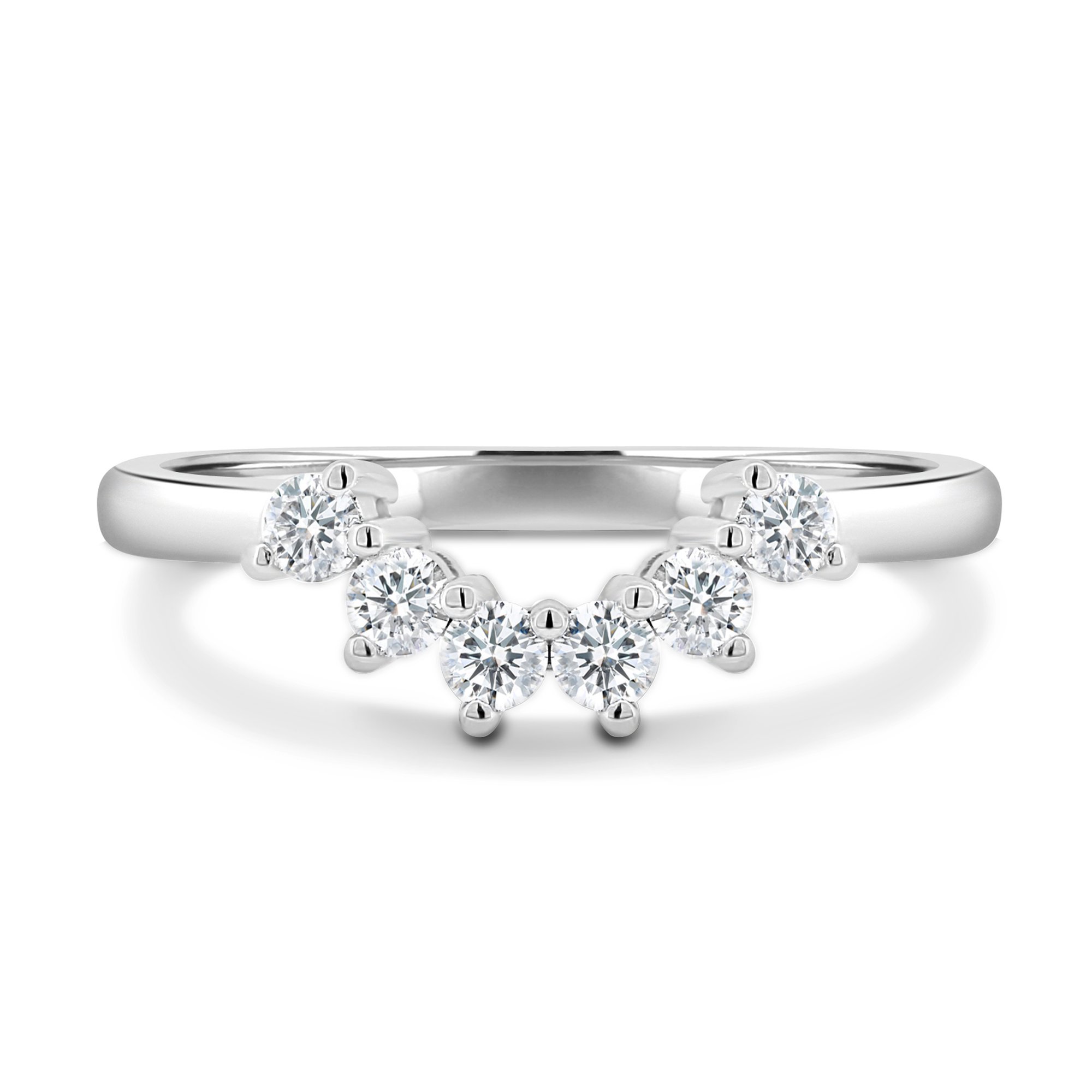 Celeste  Round Cut Curved Wedding Ring - 18k White Gold