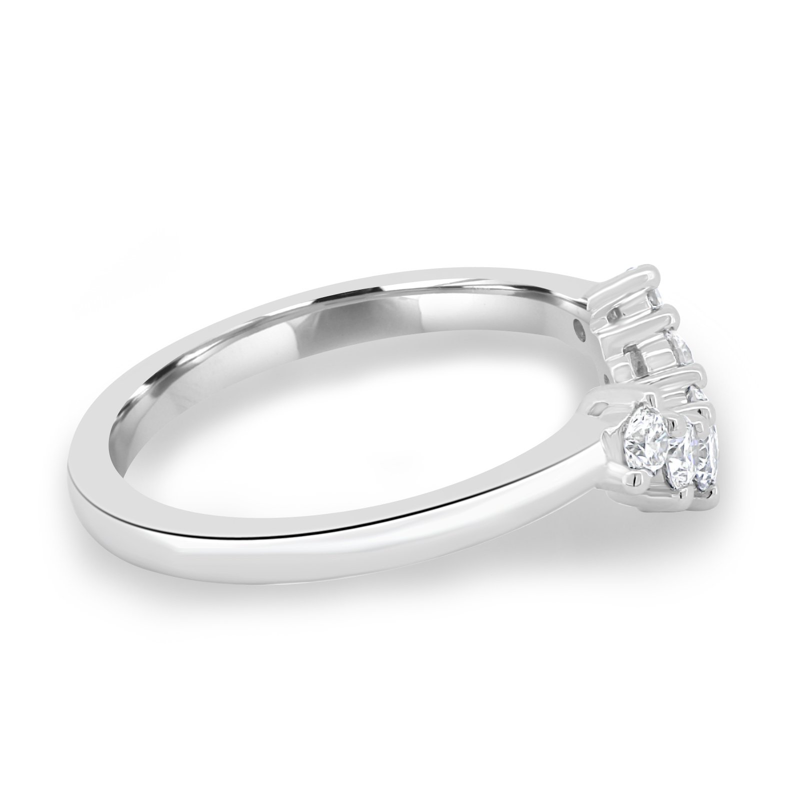 Celeste  Round Cut Curved Wedding Ring - 18k White Gold