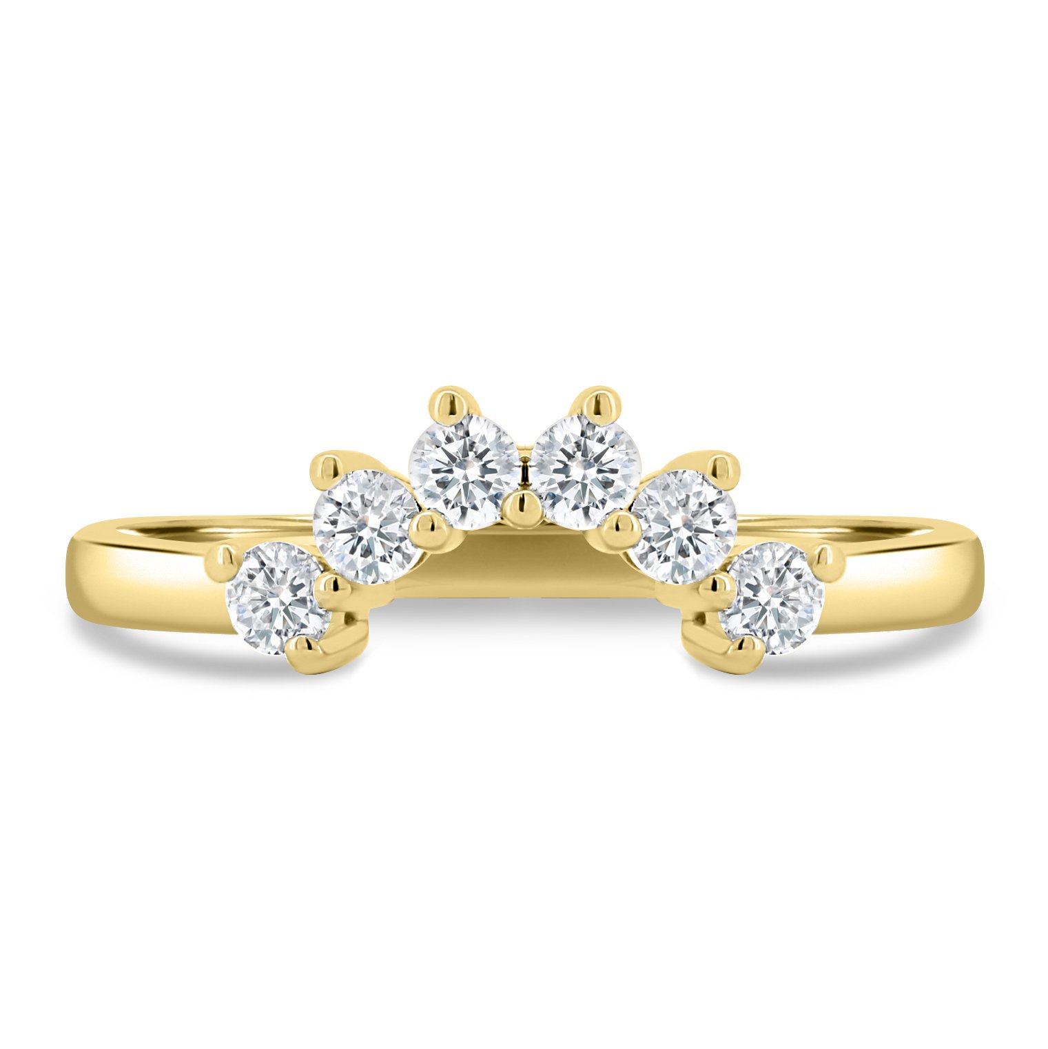 Celeste  Round Cut Curved Wedding Ring - 18k Yellow Gold