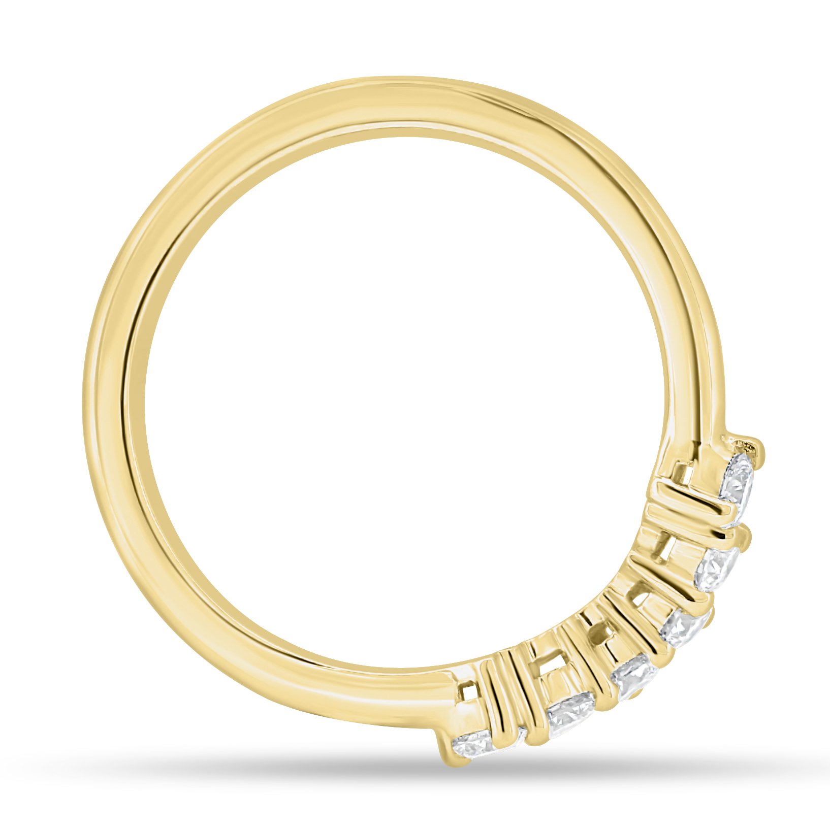 Celeste  Round Cut Curved Wedding Ring - 18k Yellow Gold