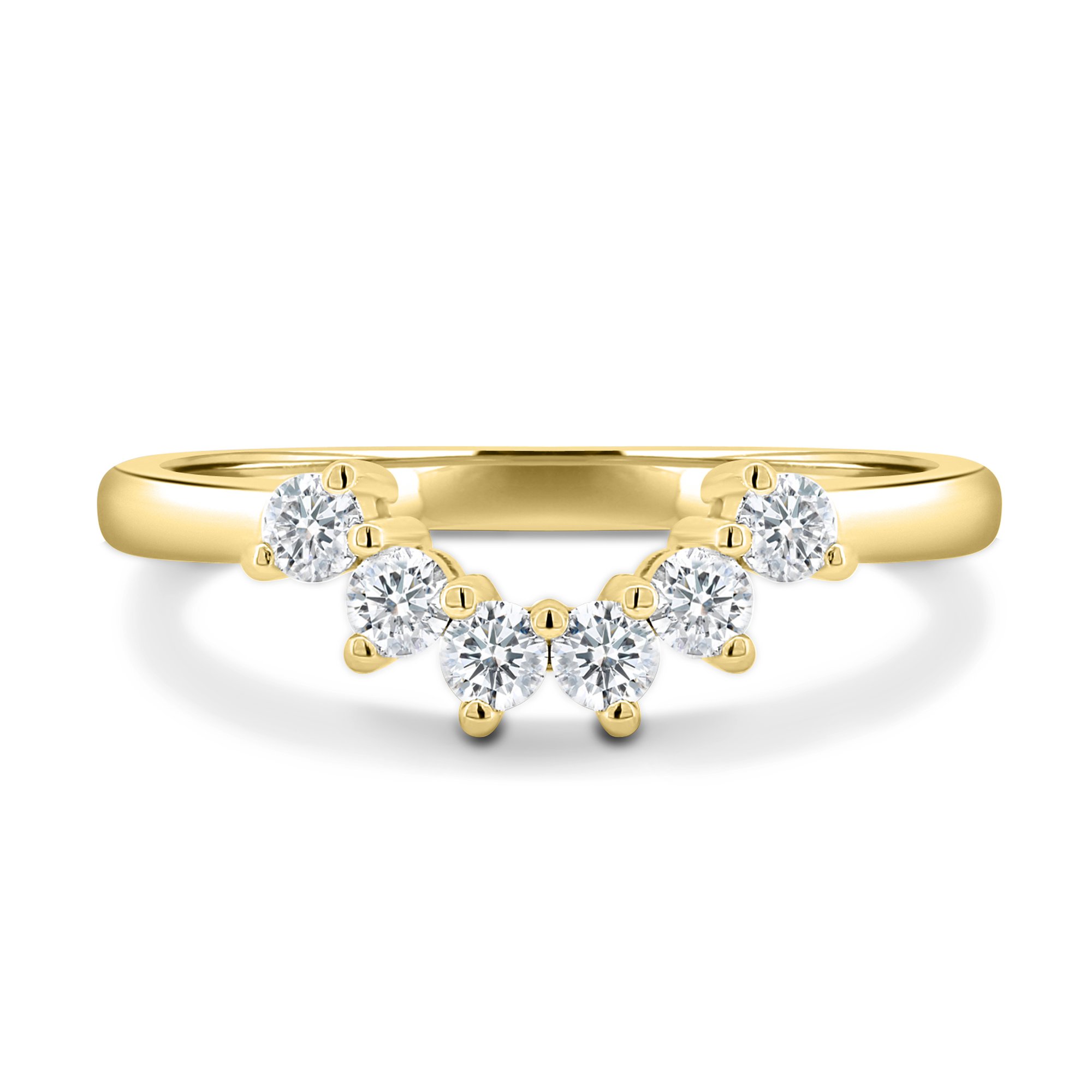 Celeste  Round Cut Curved Wedding Ring - 18k Yellow Gold