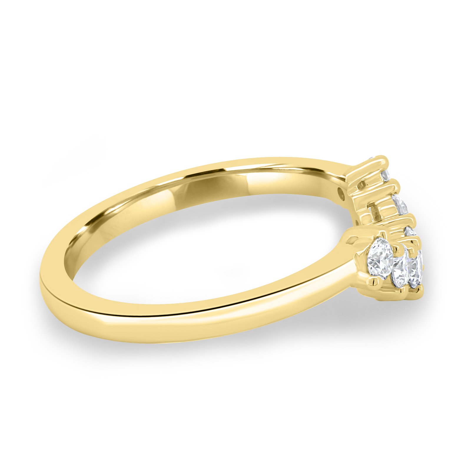 Celeste  Round Cut Curved Wedding Ring - 18k Yellow Gold