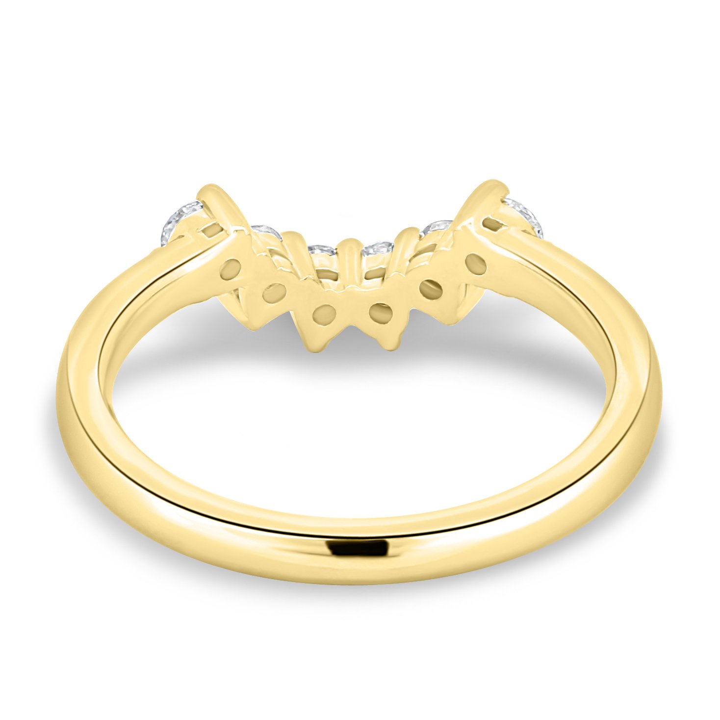 Celeste  Round Cut Curved Wedding Ring - 18k Yellow Gold