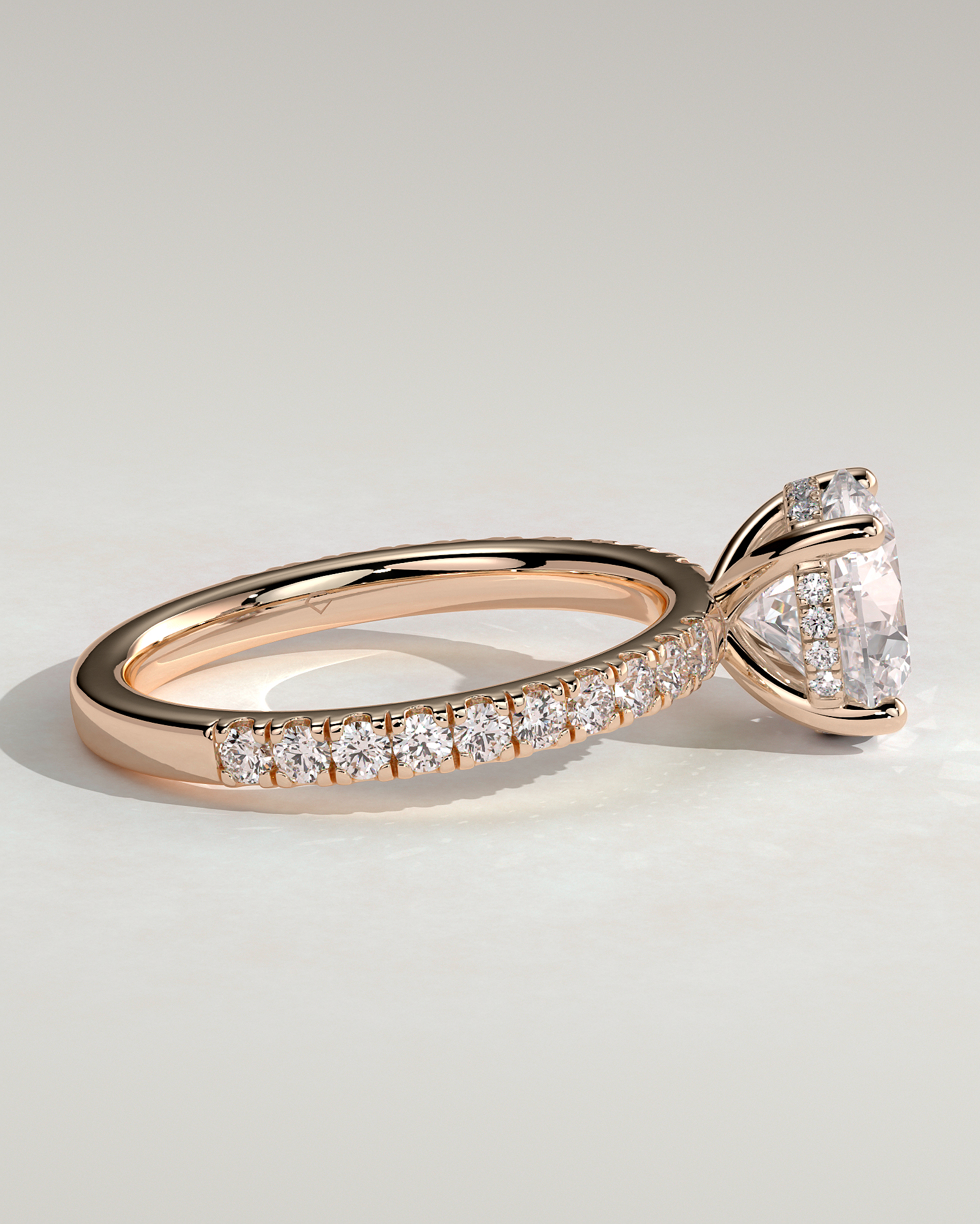 Charlie - 4 Claw Pav Round Solitaire with Hidden Halo - 18k Rose Gold