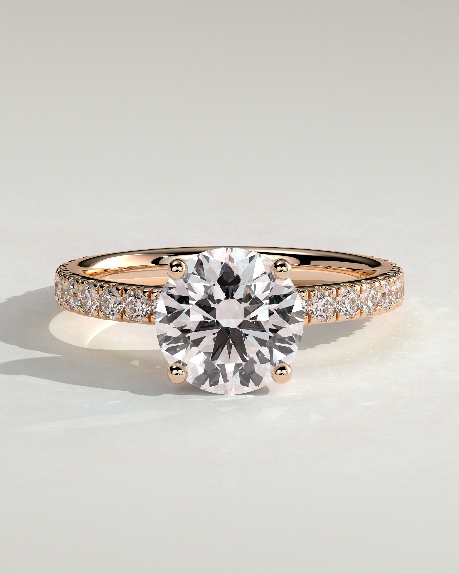 Charlie - 4 Claw Pav Round Solitaire with Hidden Halo - 18k Rose Gold