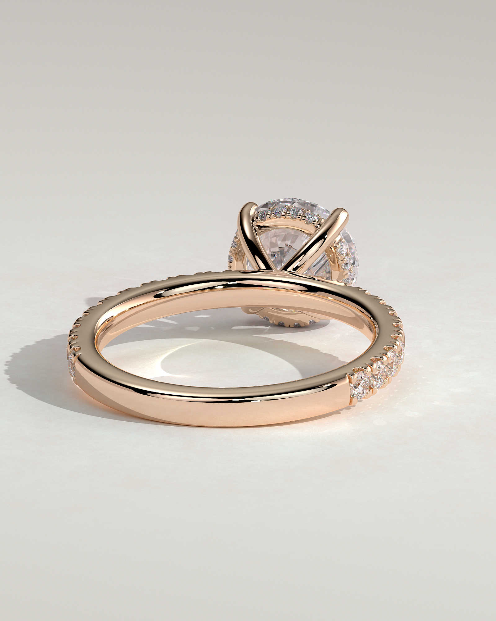 Charlie - 4 Claw Pav Round Solitaire with Hidden Halo - 18k Rose Gold