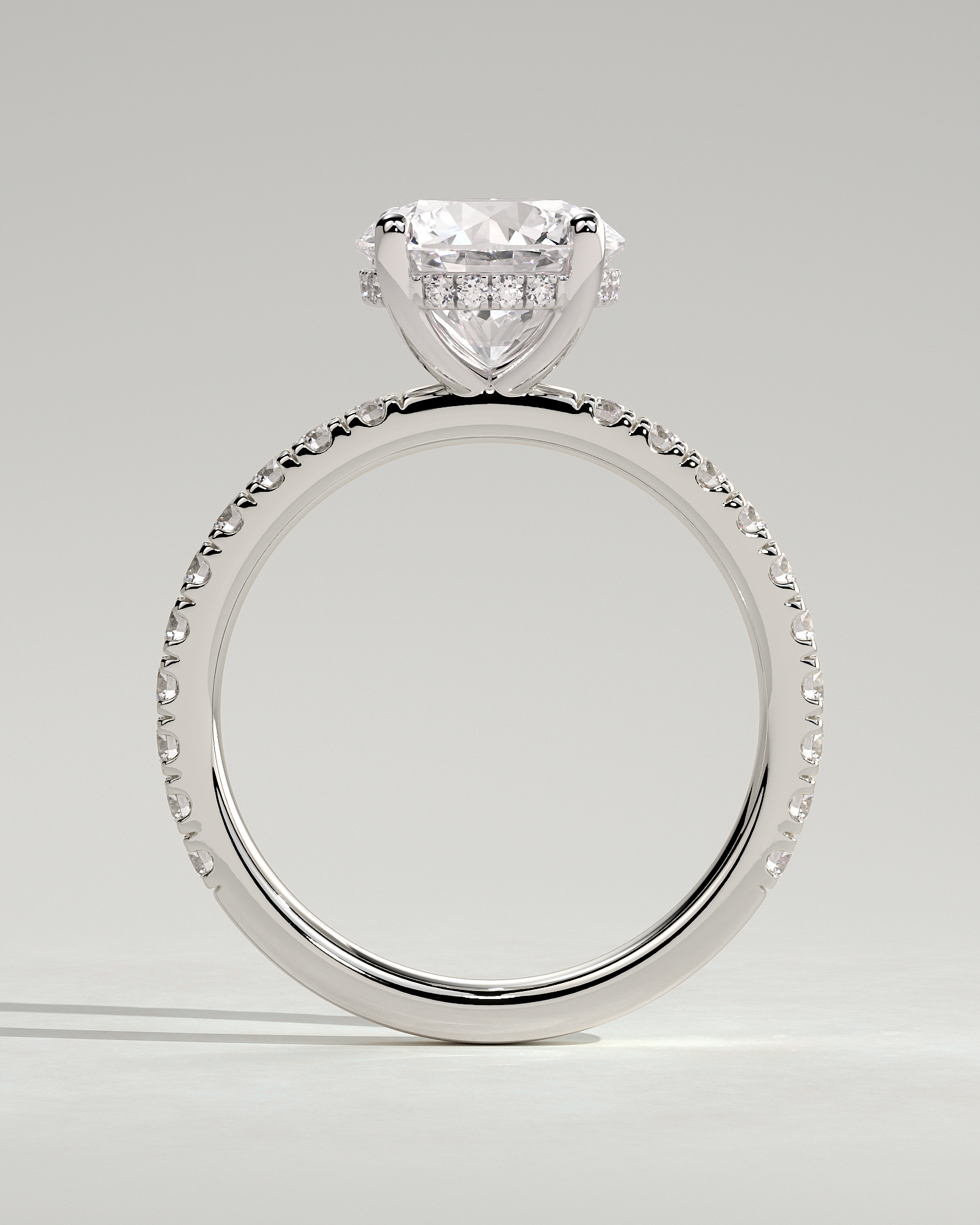 Charlie - 4 Claw Pav Round Solitaire with Hidden Halo - 18k White Gold