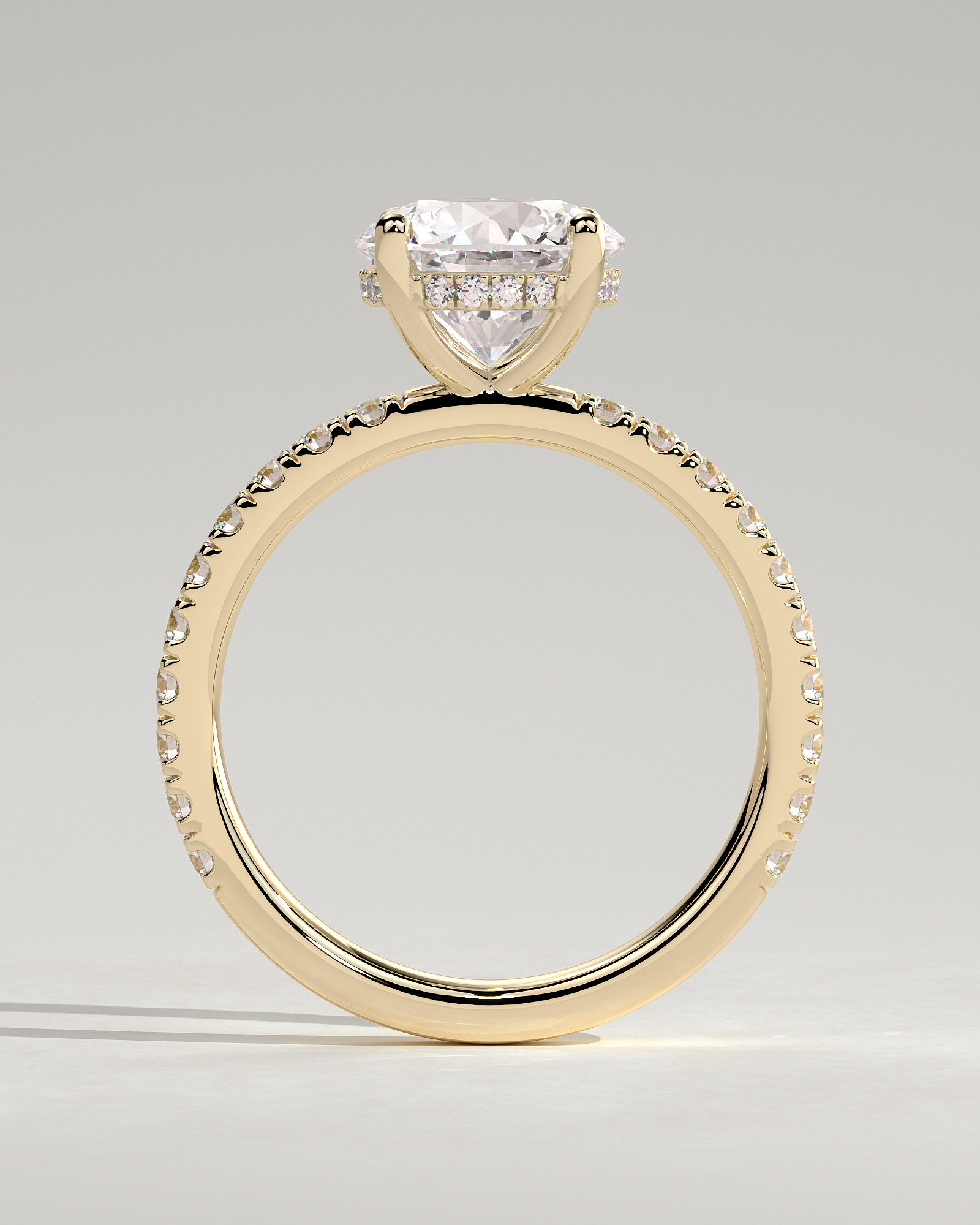 Charlie - 4 Claw Pav Round Solitaire with Hidden Halo - 18k Yellow Gold