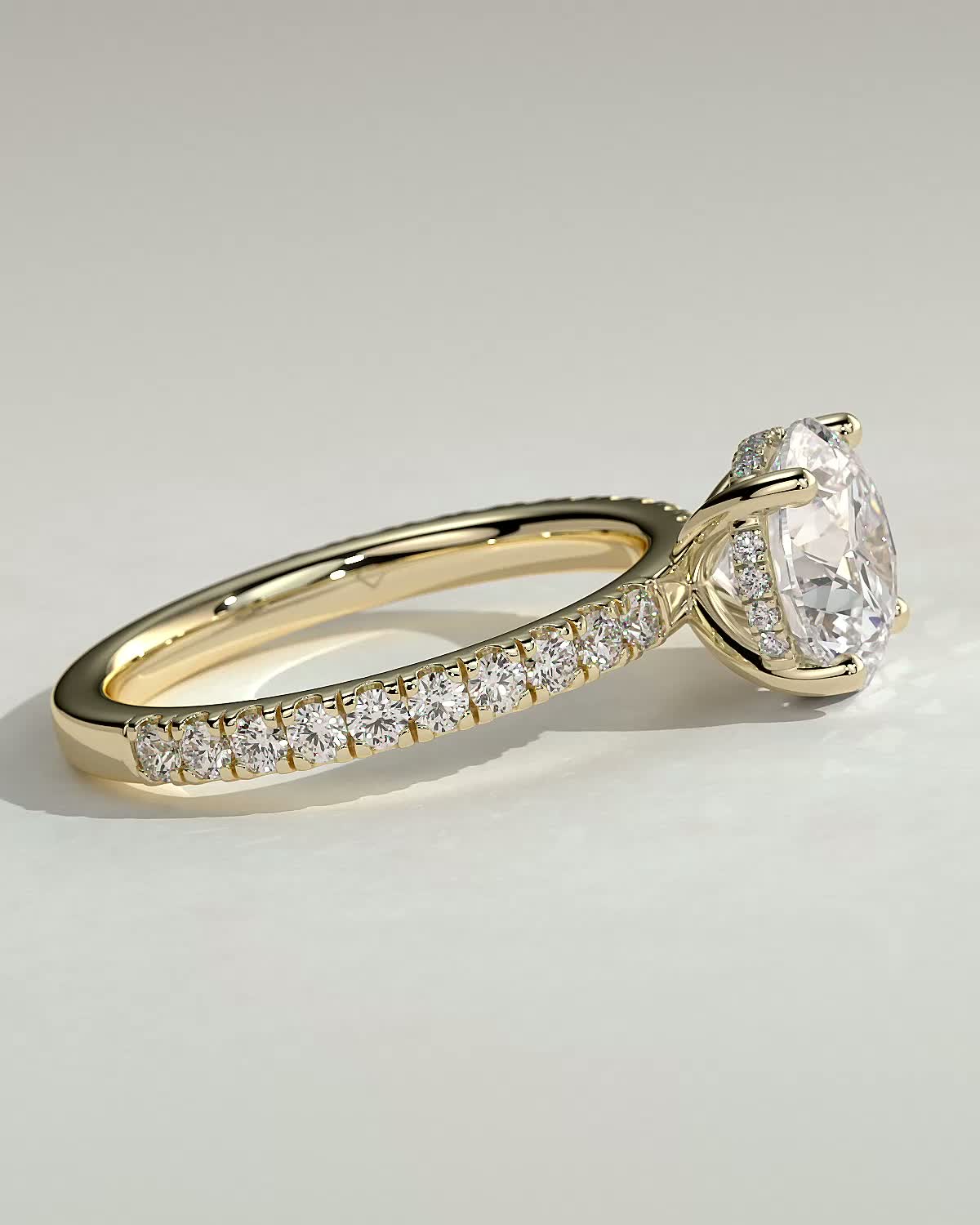 Charlie - 4 Claw Pav Round Solitaire with Hidden Halo - 18k Yellow Gold