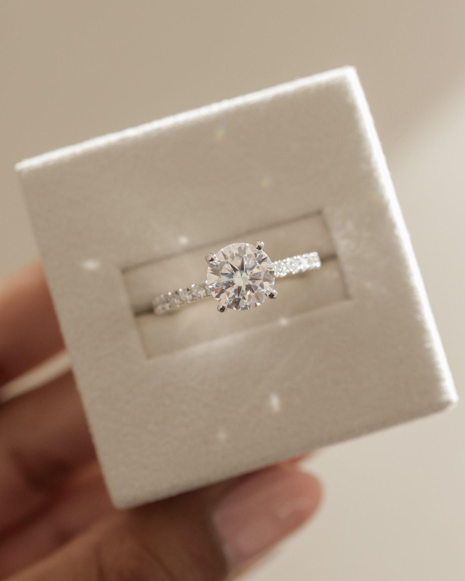 Charlie - 4 Claw Pav Round Solitaire with Hidden Halo Lifestyle Image