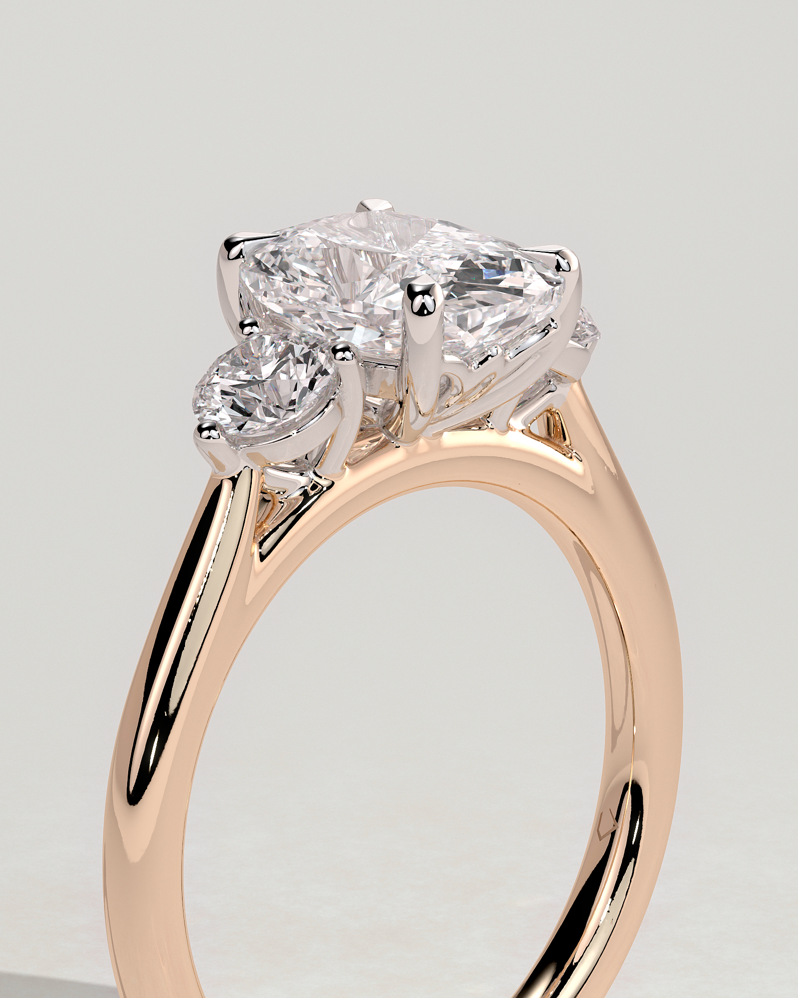 Charmaine - Elongated Cushion Trilogy - 18k Rose Gold / 18k White Gold