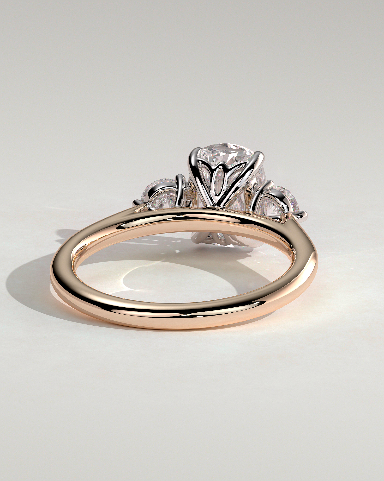 Charmaine - Elongated Cushion Trilogy - 18k Rose Gold / 18k White Gold