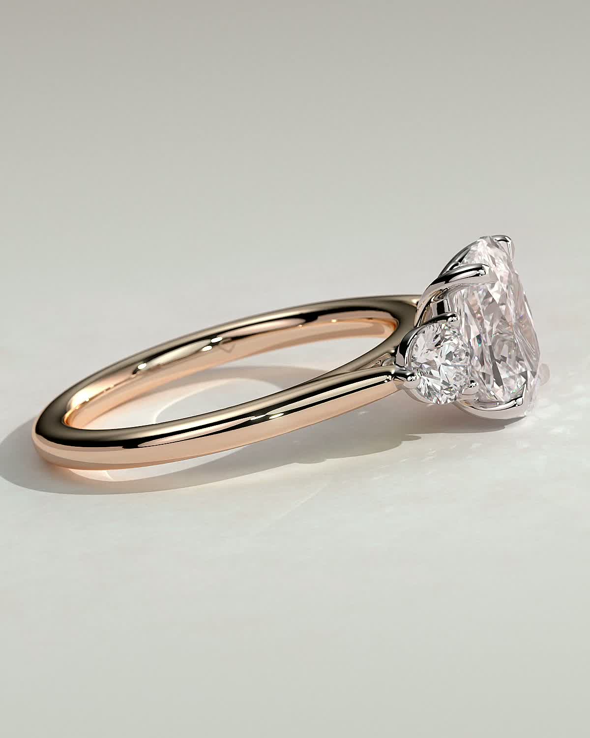 Charmaine - Elongated Cushion Trilogy - 18k Rose Gold / 18k White Gold