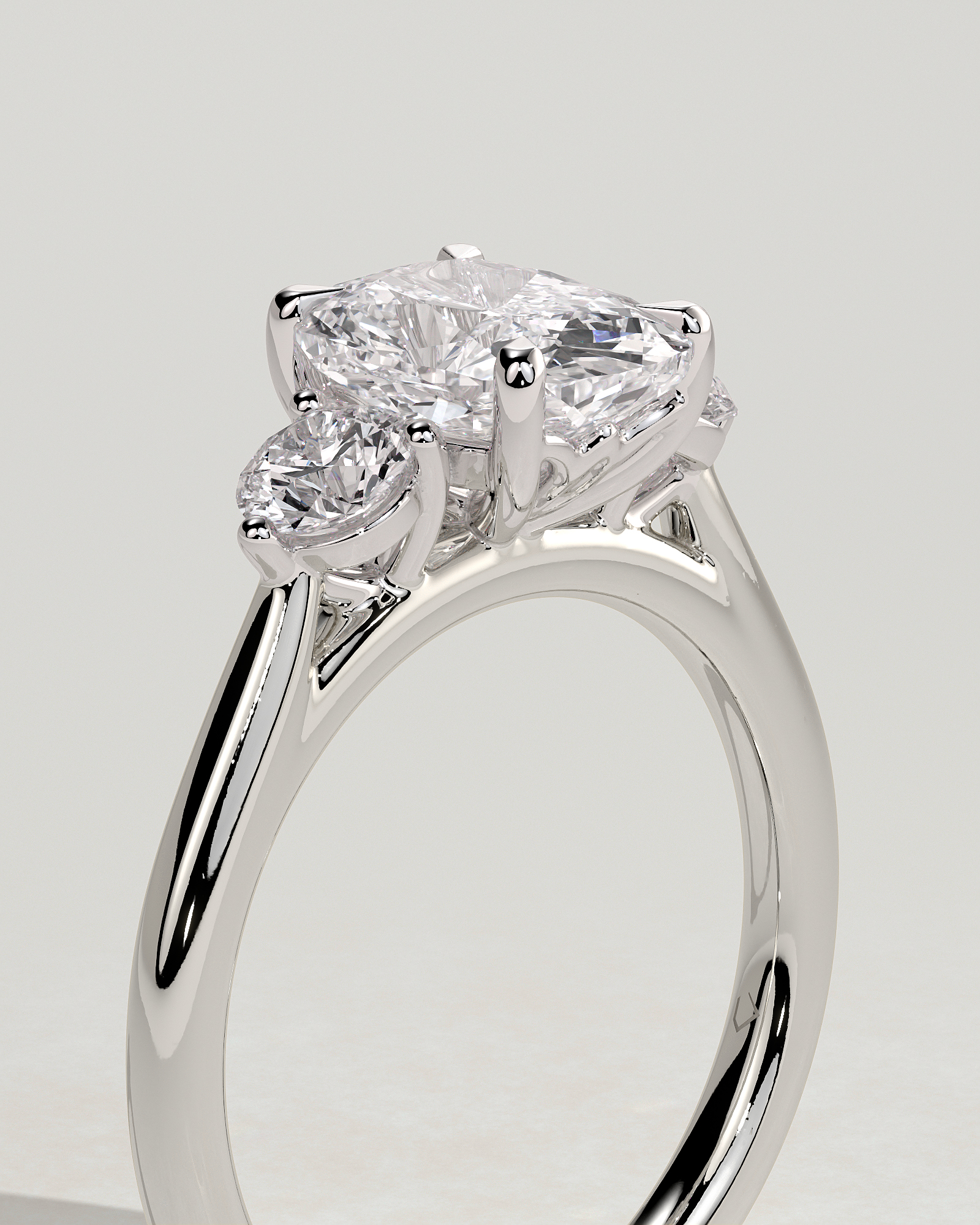 Charmaine - Elongated Cushion Trilogy - 18k White Gold