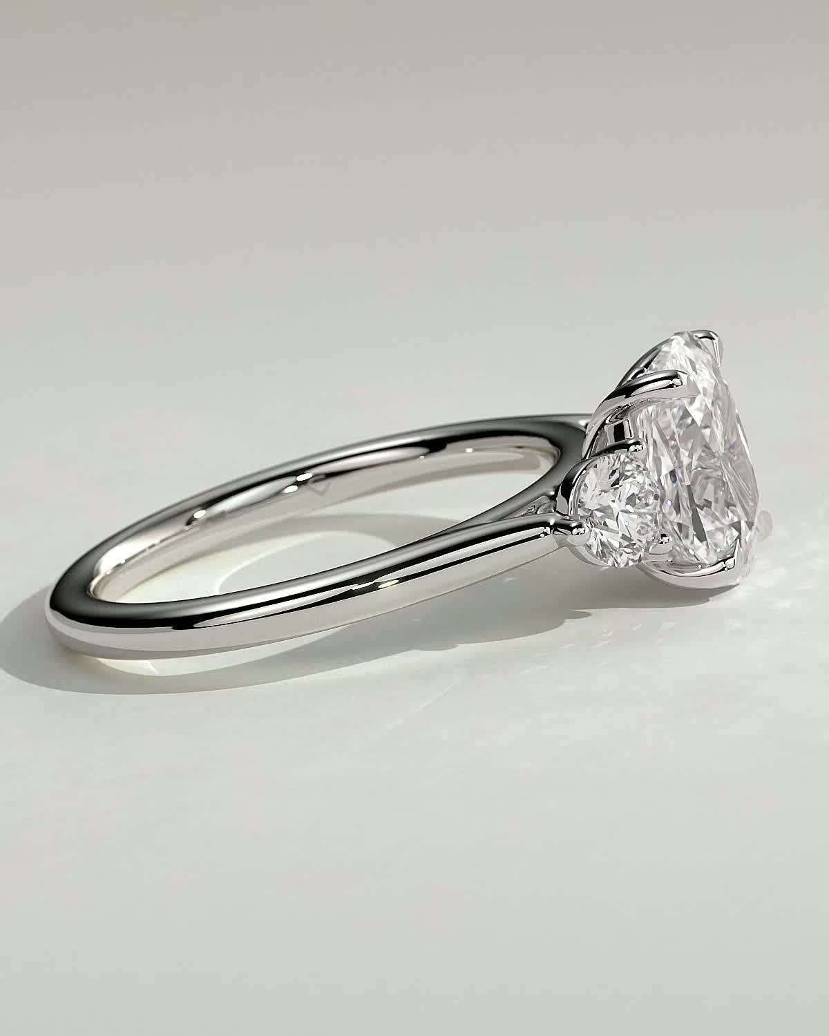 Charmaine - Elongated Cushion Trilogy - 18k White Gold