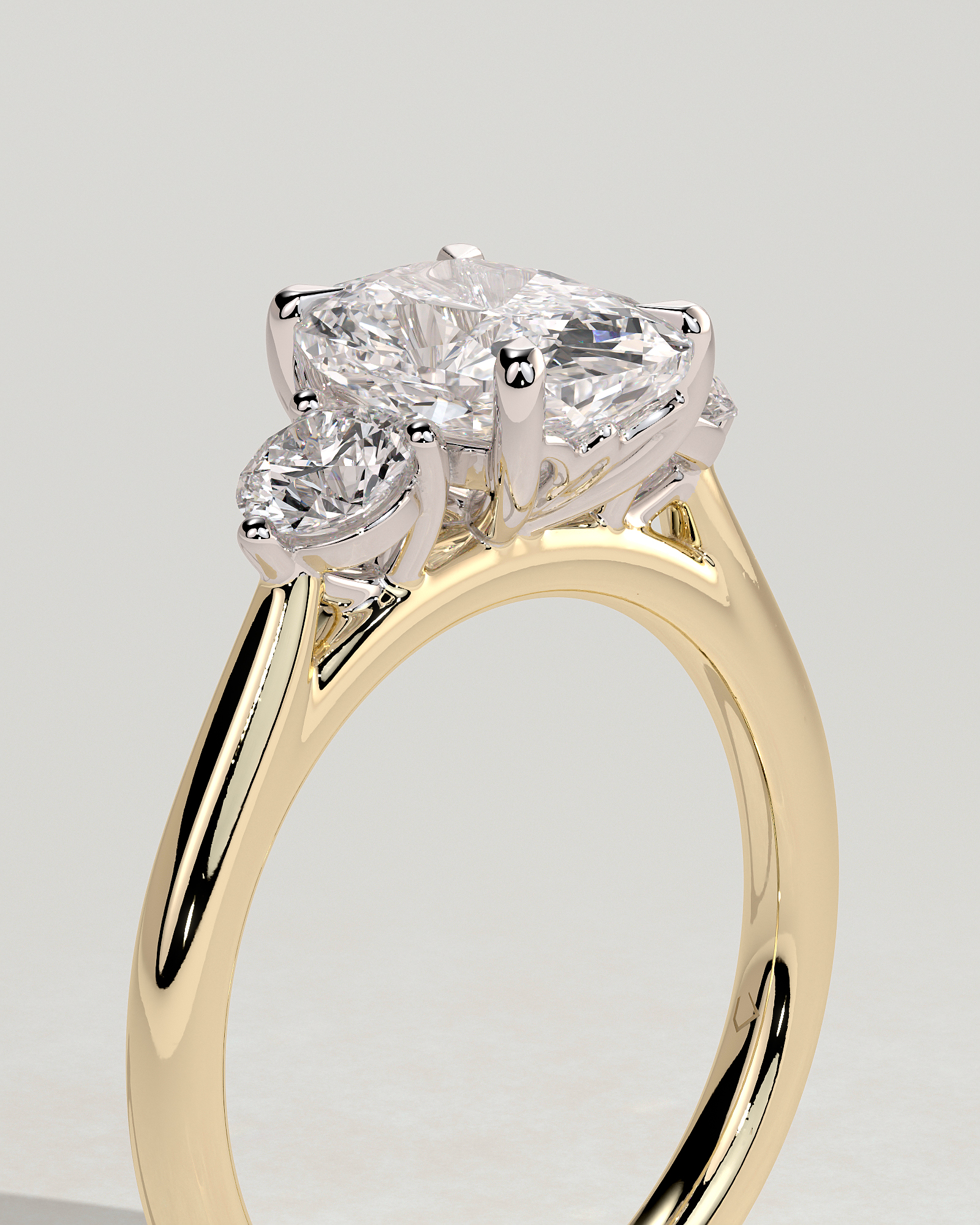 Charmaine - Elongated Cushion Trilogy - 18k Yellow Gold / 18k White Gold