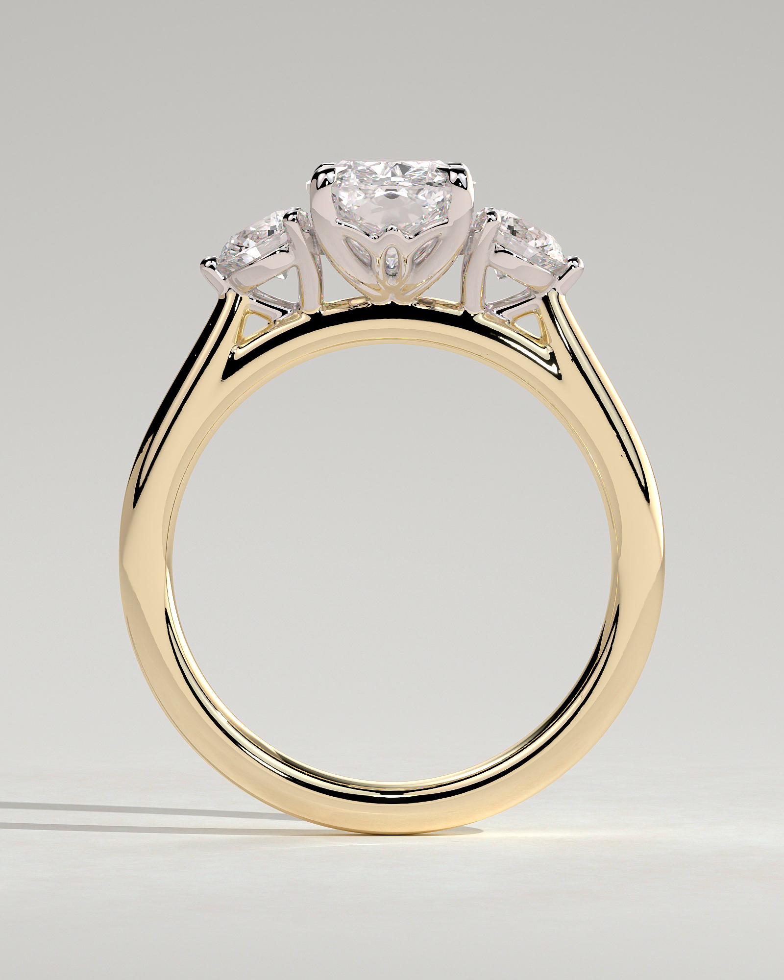 Charmaine - Elongated Cushion Trilogy - 18k Yellow Gold / 18k White Gold