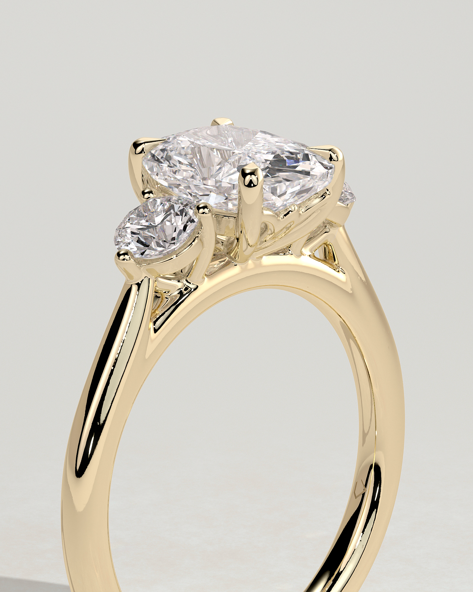 Charmaine - Elongated Cushion Trilogy - 18k Yellow Gold