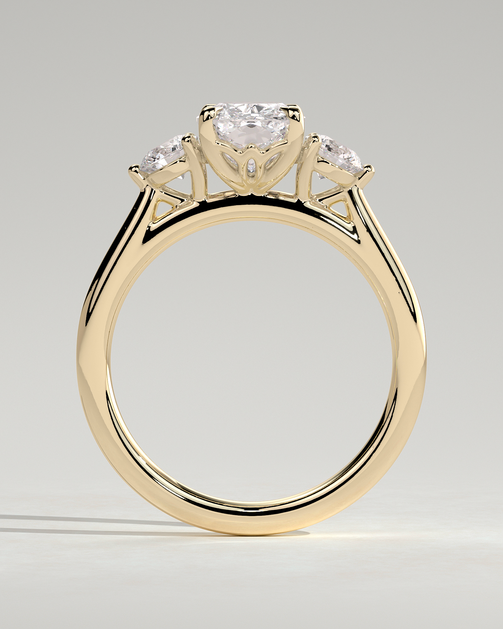 Charmaine - Elongated Cushion Trilogy - 18k Yellow Gold