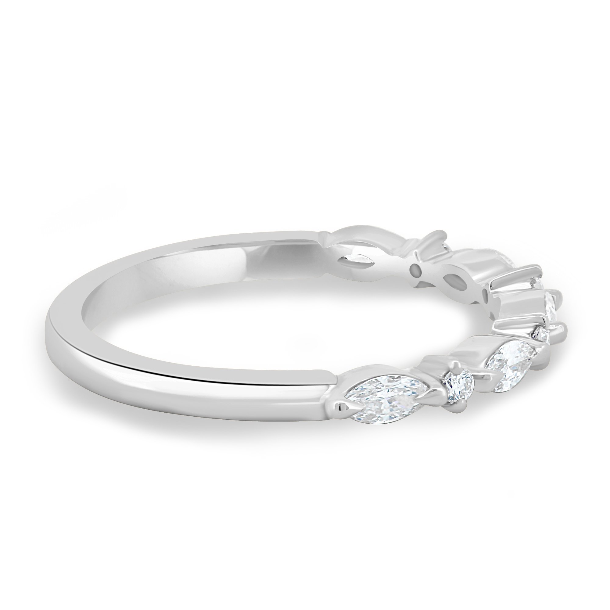 Chiara  Accent Stones Wedding Ring - 18k White Gold
