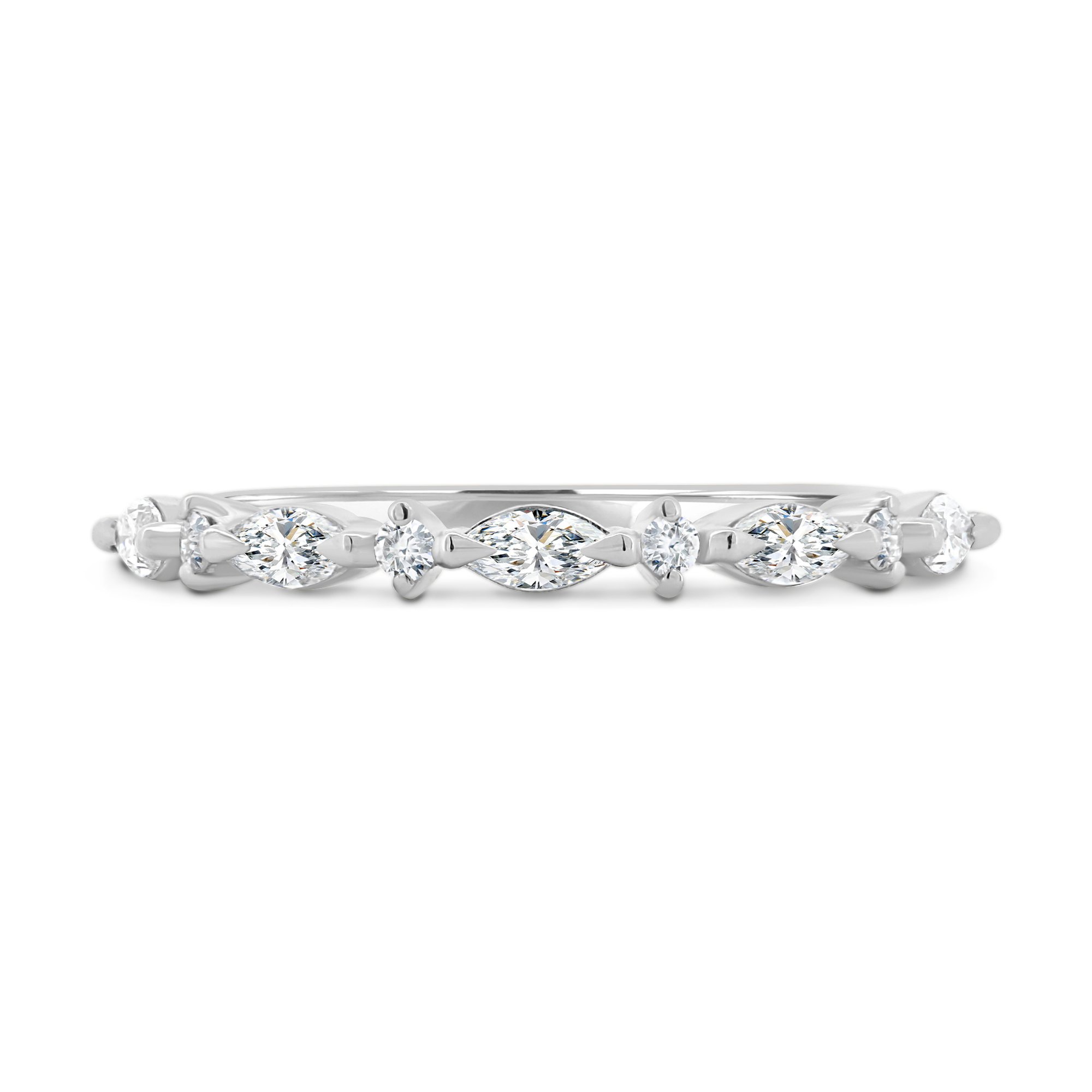 Chiara  Accent Stones Wedding Ring - 18k White Gold