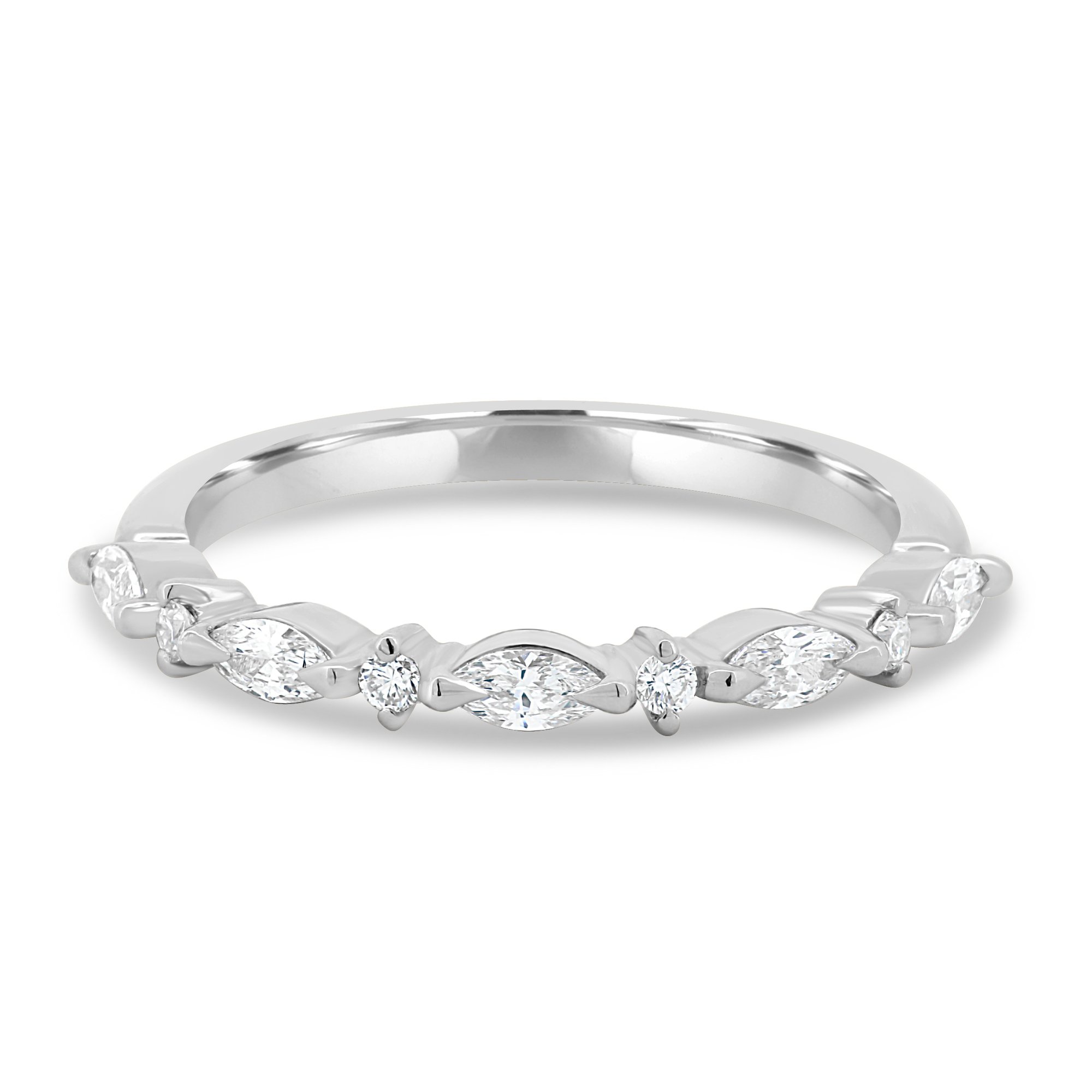 Chiara  Accent Stones Wedding Ring - 18k White Gold