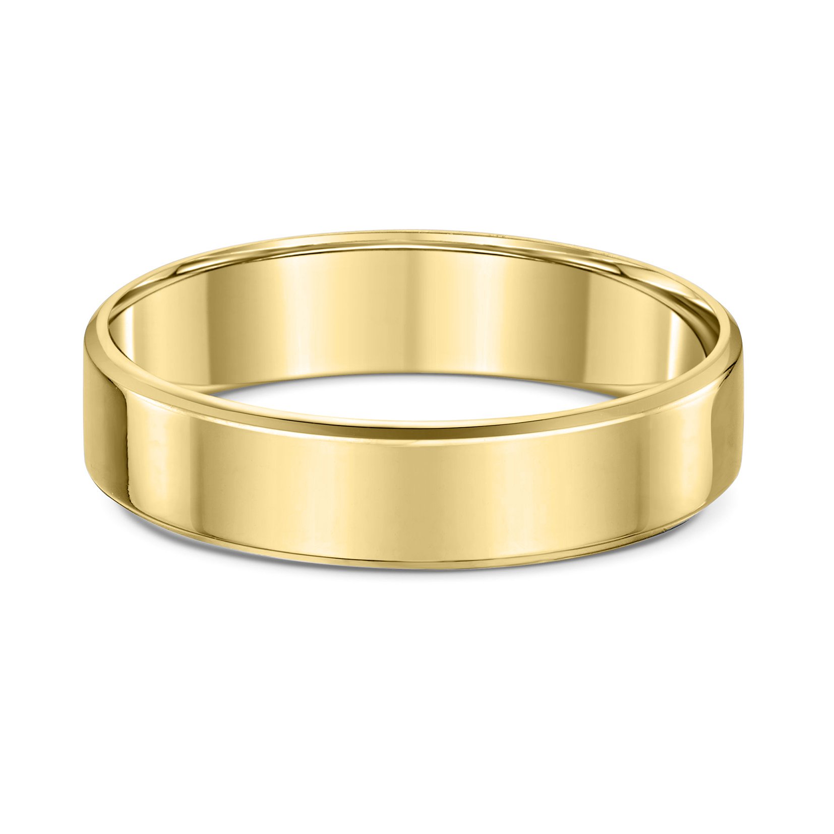 Classic Flat Bevel Mens Wedding Ring - 9k Yellow Gold