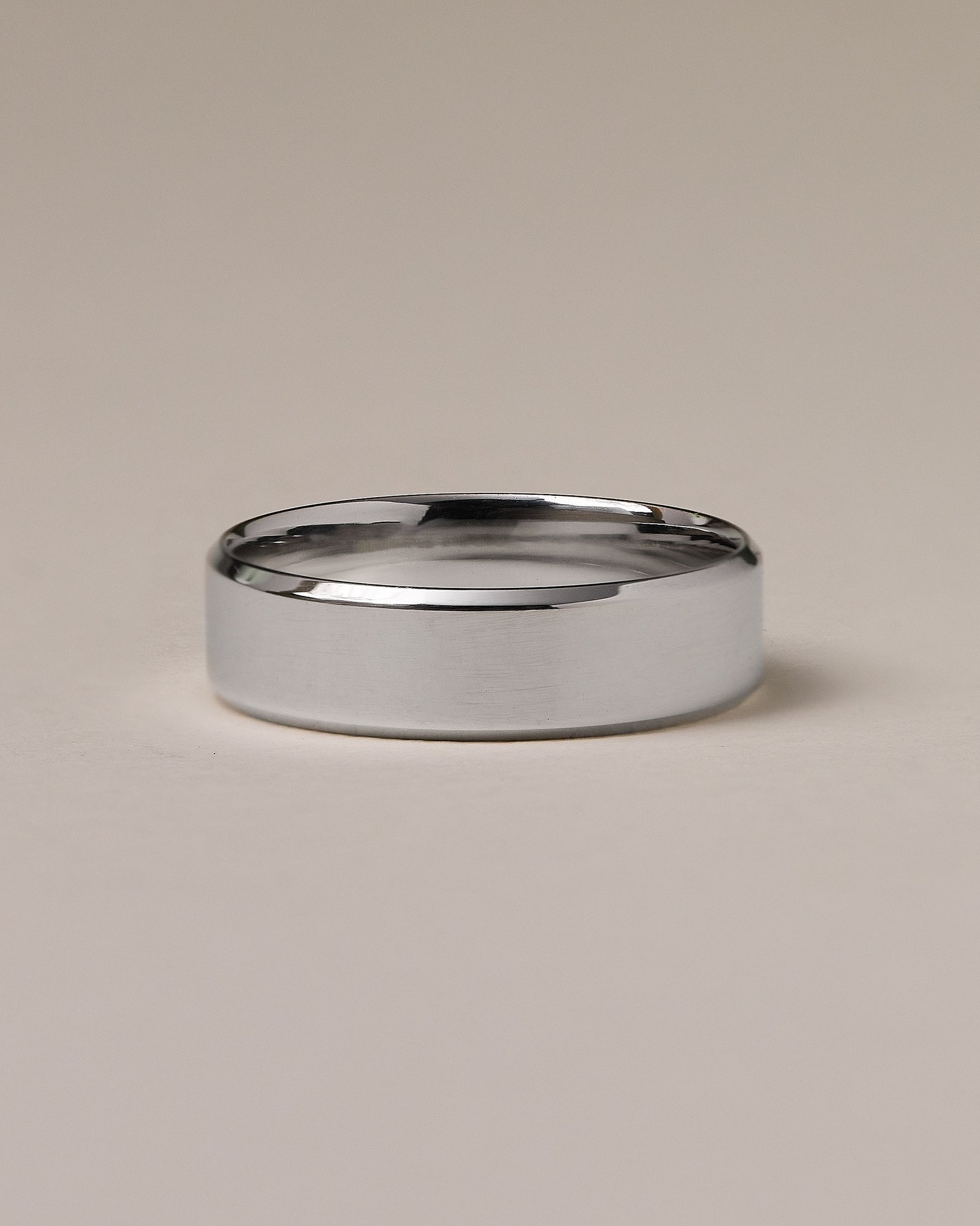 Classic Flat Bevel Mens Wedding Ring Lifestyle Image