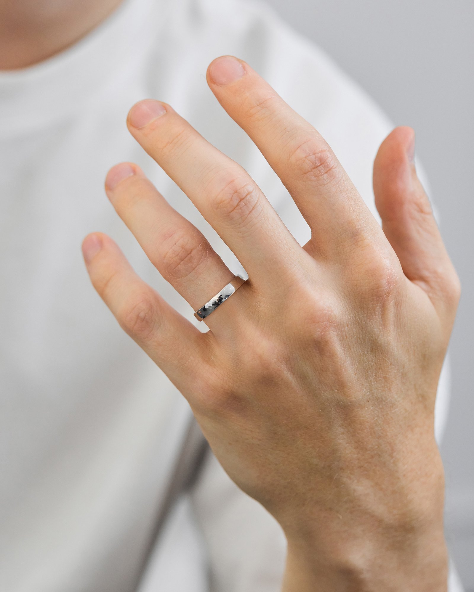 Classic Heavy Dome Mens Wedding Ring Lifestyle Image