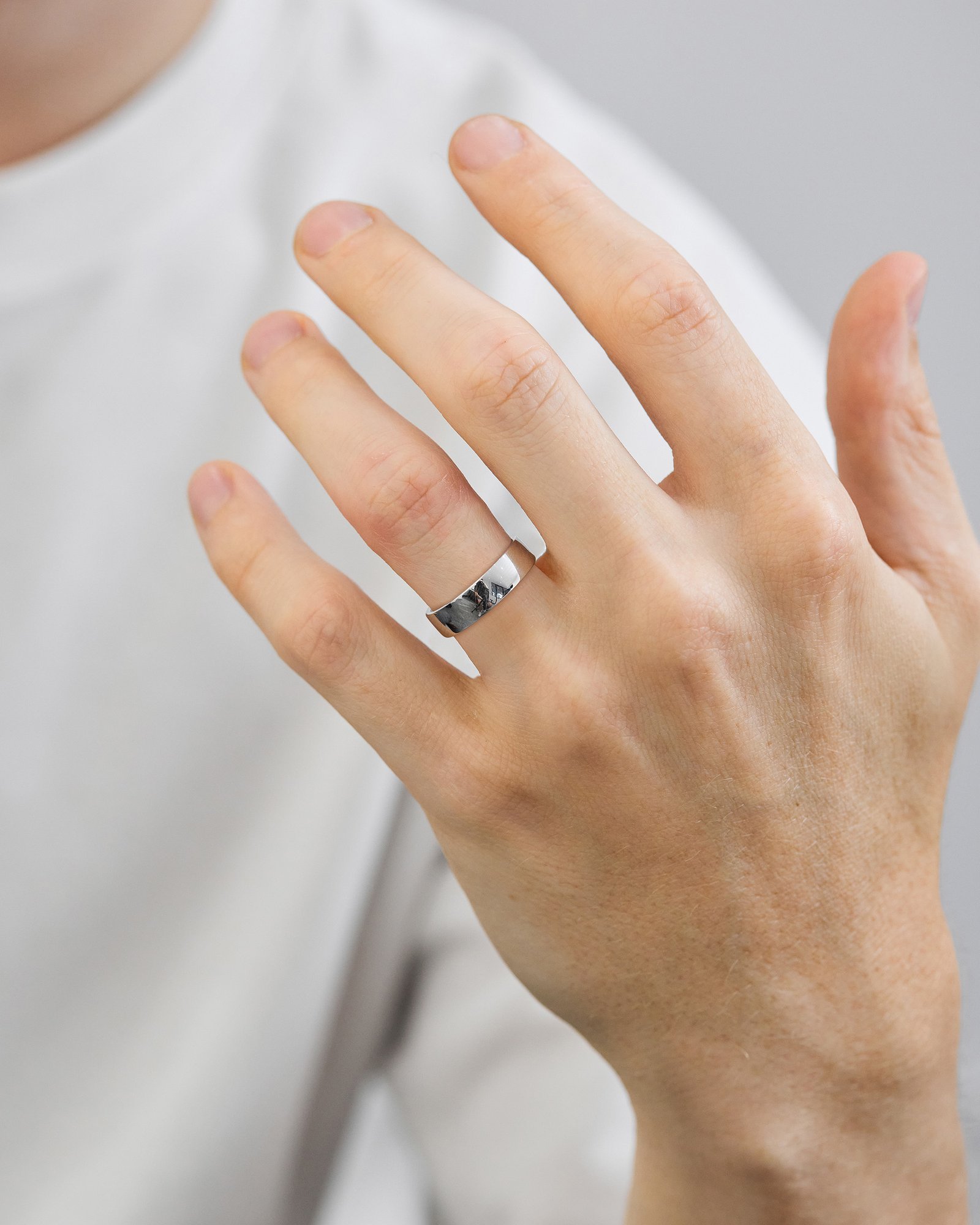 Classic Heavy Dome Mens Wedding Ring Lifestyle Image