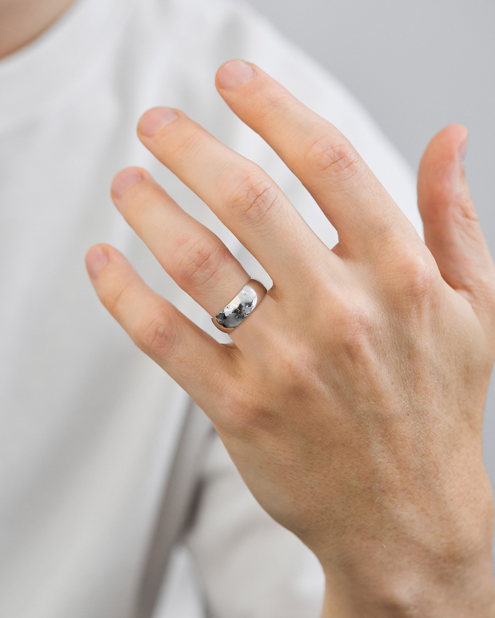 Classic Heavy Dome Mens Wedding Ring Lifestyle Image