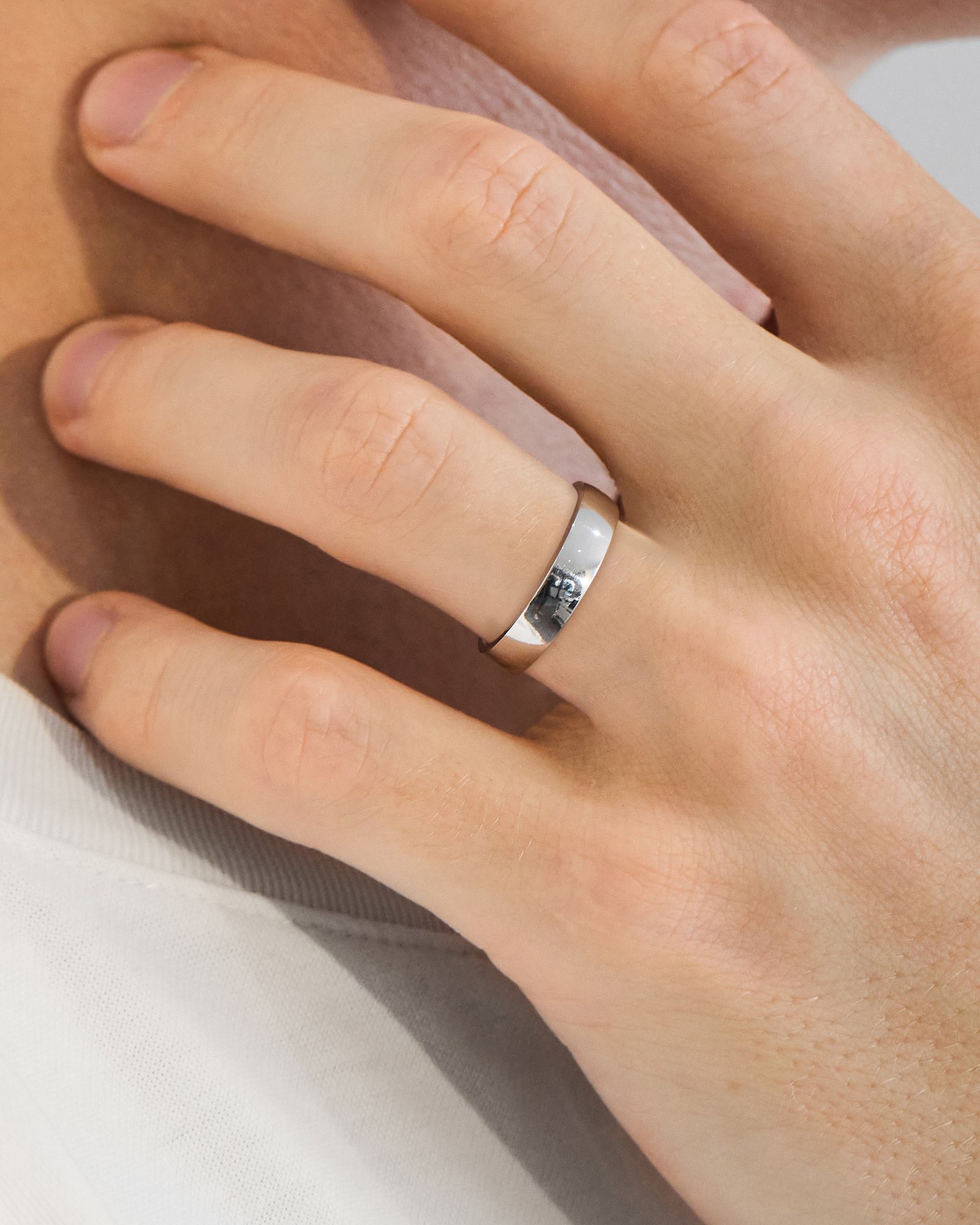 Classic Heavy Dome Mens Wedding Ring Lifestyle Image