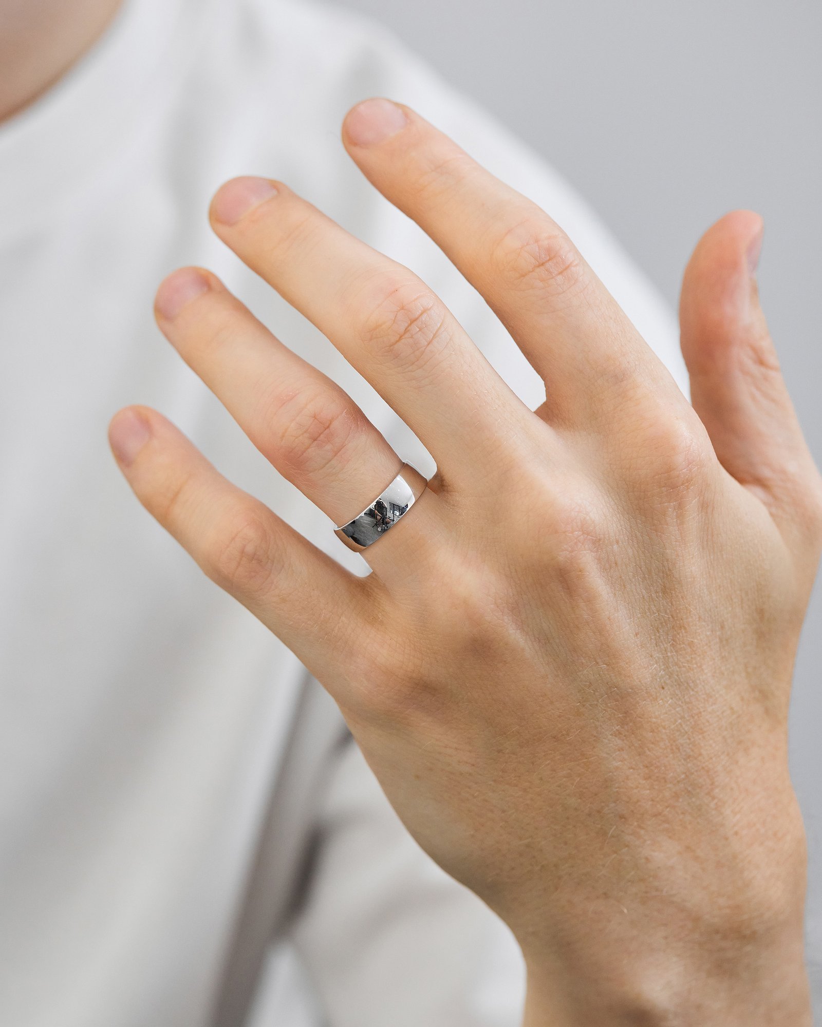 Classic Heavy Dome Mens Wedding Ring Lifestyle Image