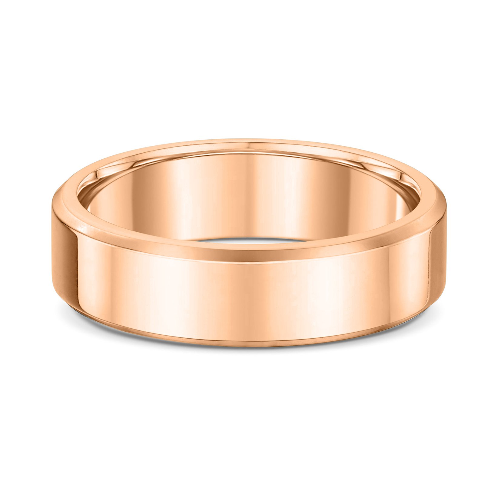 Classic Heavy Flat Bevel Mens Wedding Ring - 9k Rose Gold