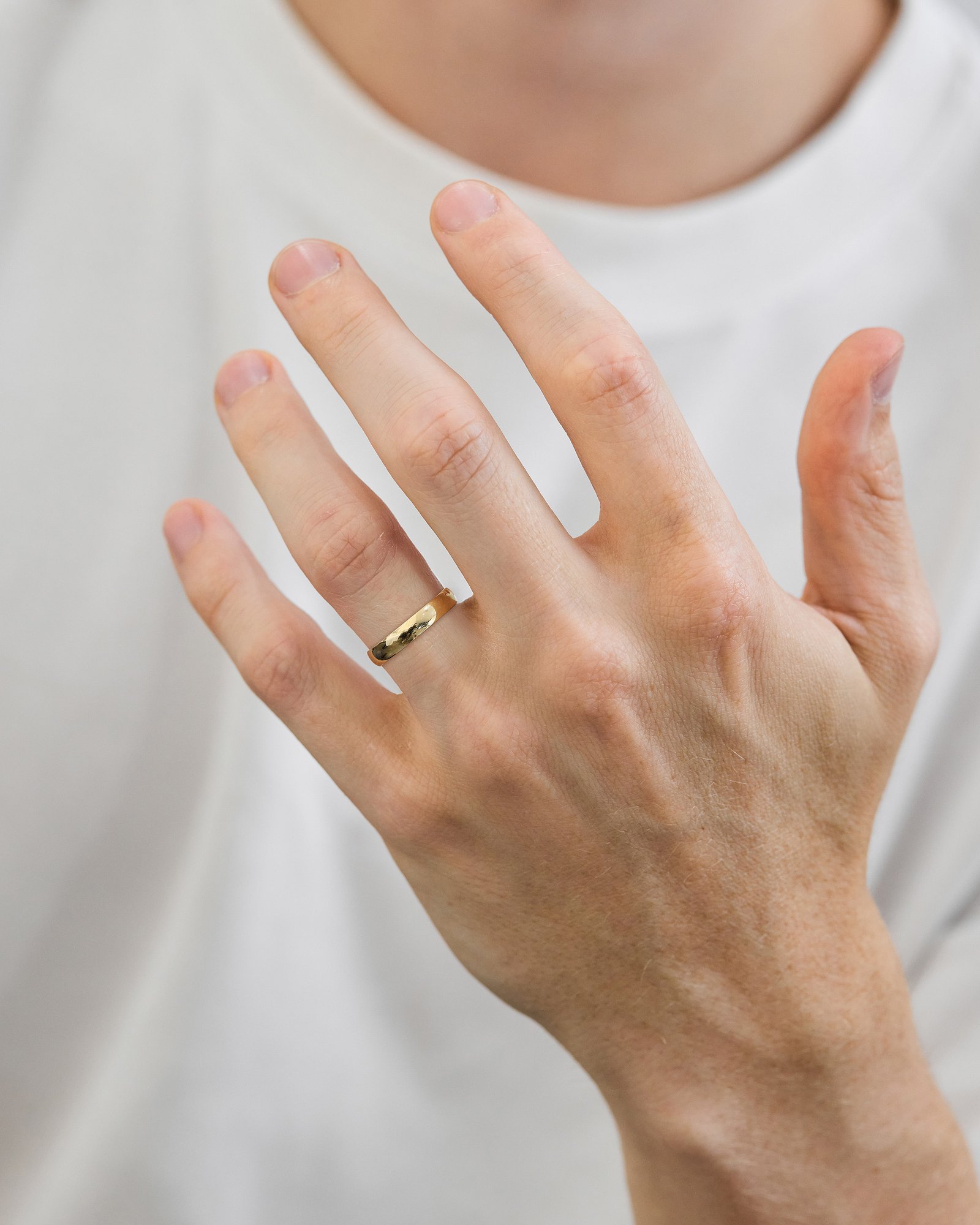 Classic Light Dome Mens Wedding Ring Lifestyle Image