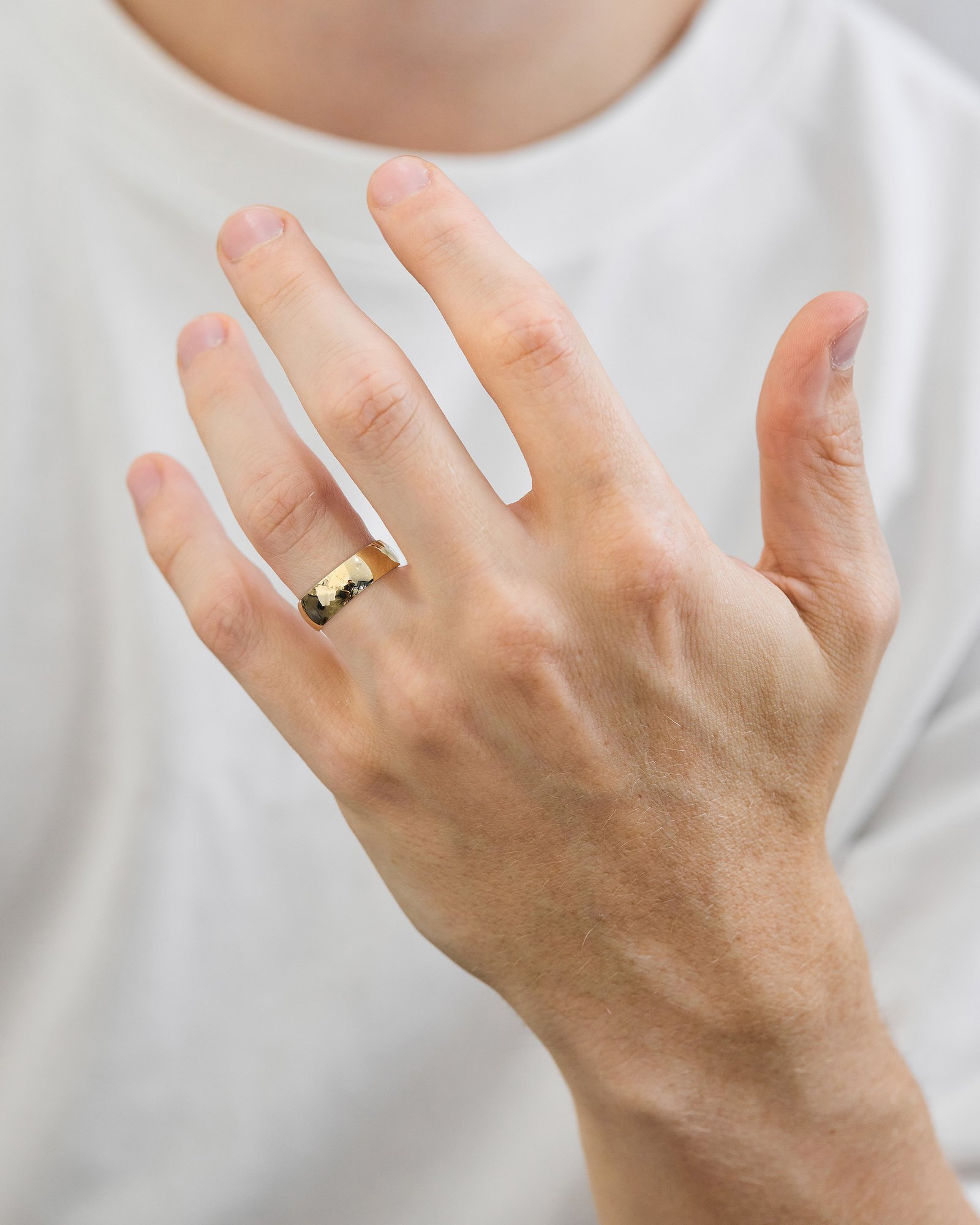 Classic Light Dome Mens Wedding Ring Lifestyle Image