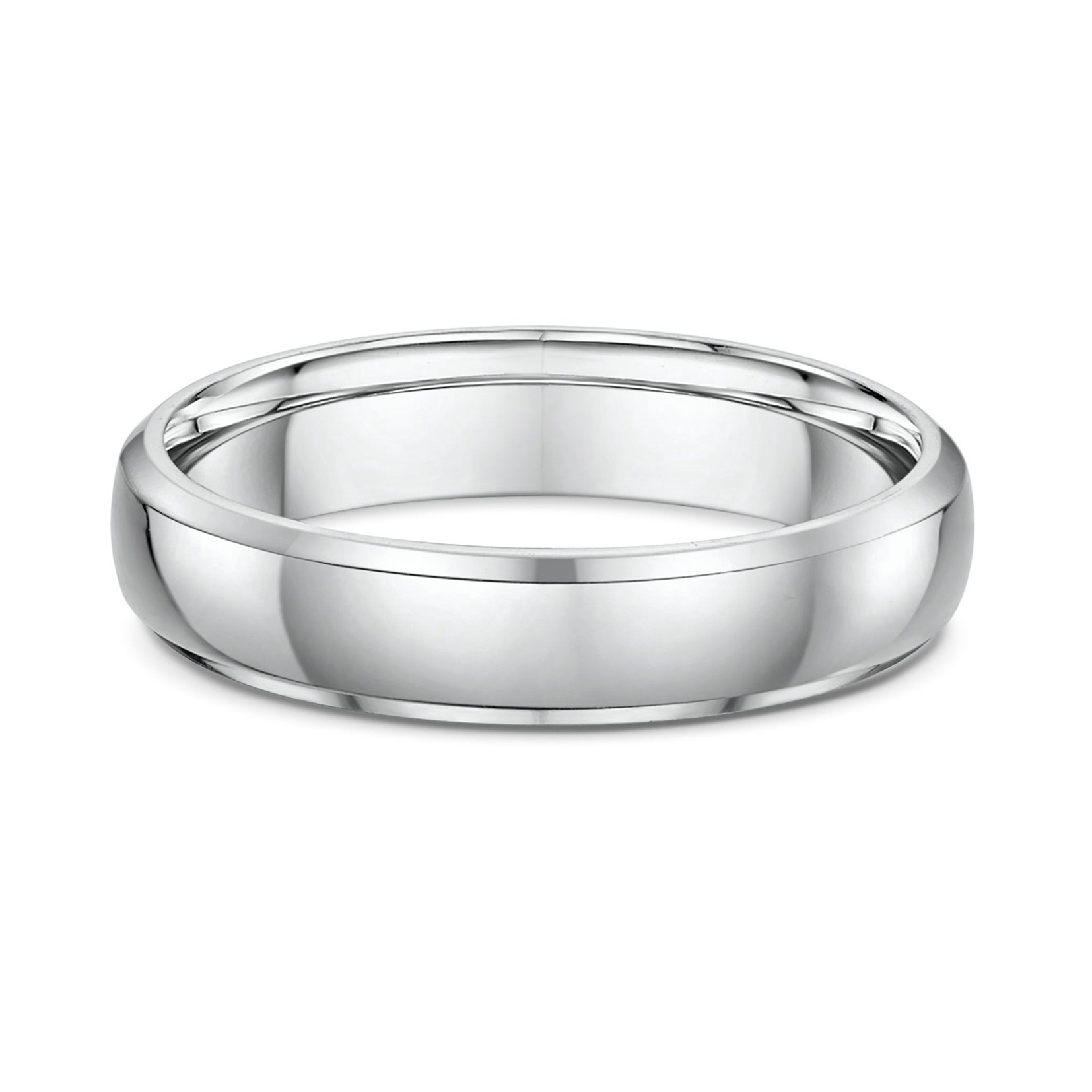 Classic Round Bevel Mens Wedding Ring - 9k White Gold