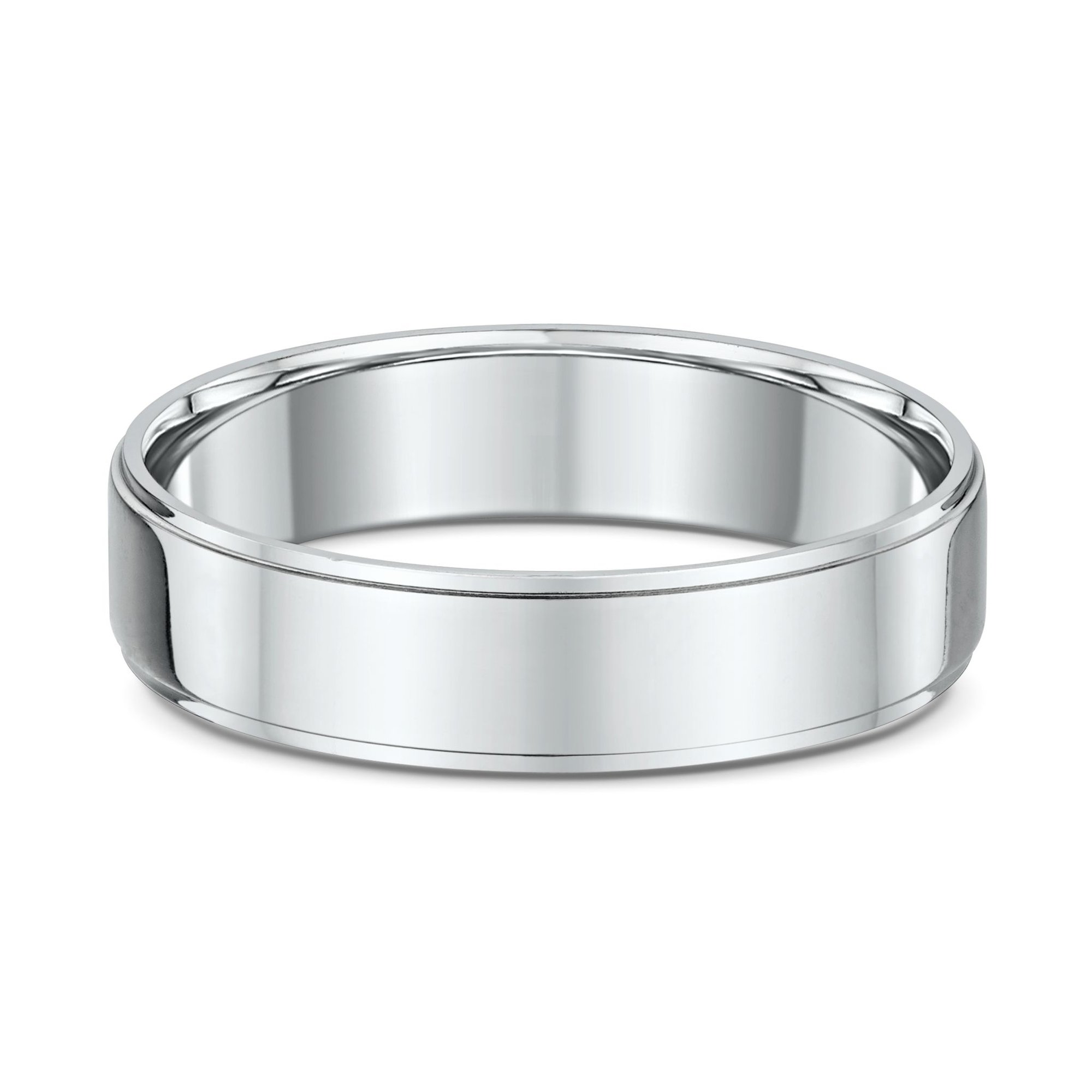 Classic Side Cut Mens Wedding Ring - 9k White Gold