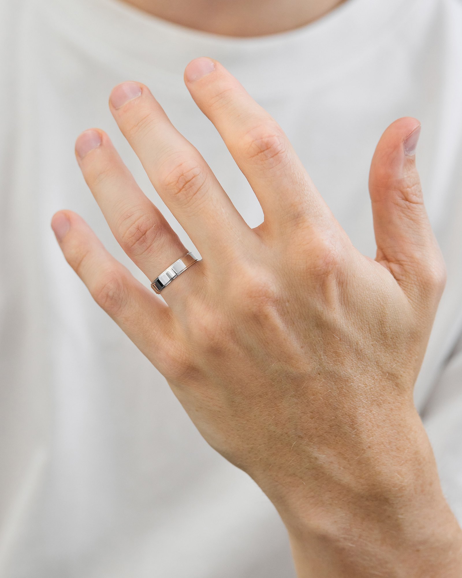 Classic Side Cut Mens Wedding Ring Lifestyle Image