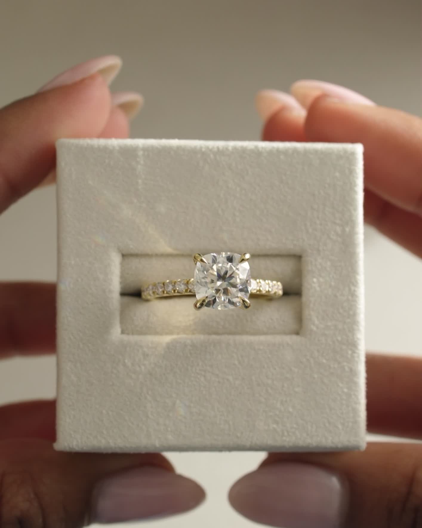 Claudia  Cushion Solitaire with Hidden Halo and Pave Lifestyle Image